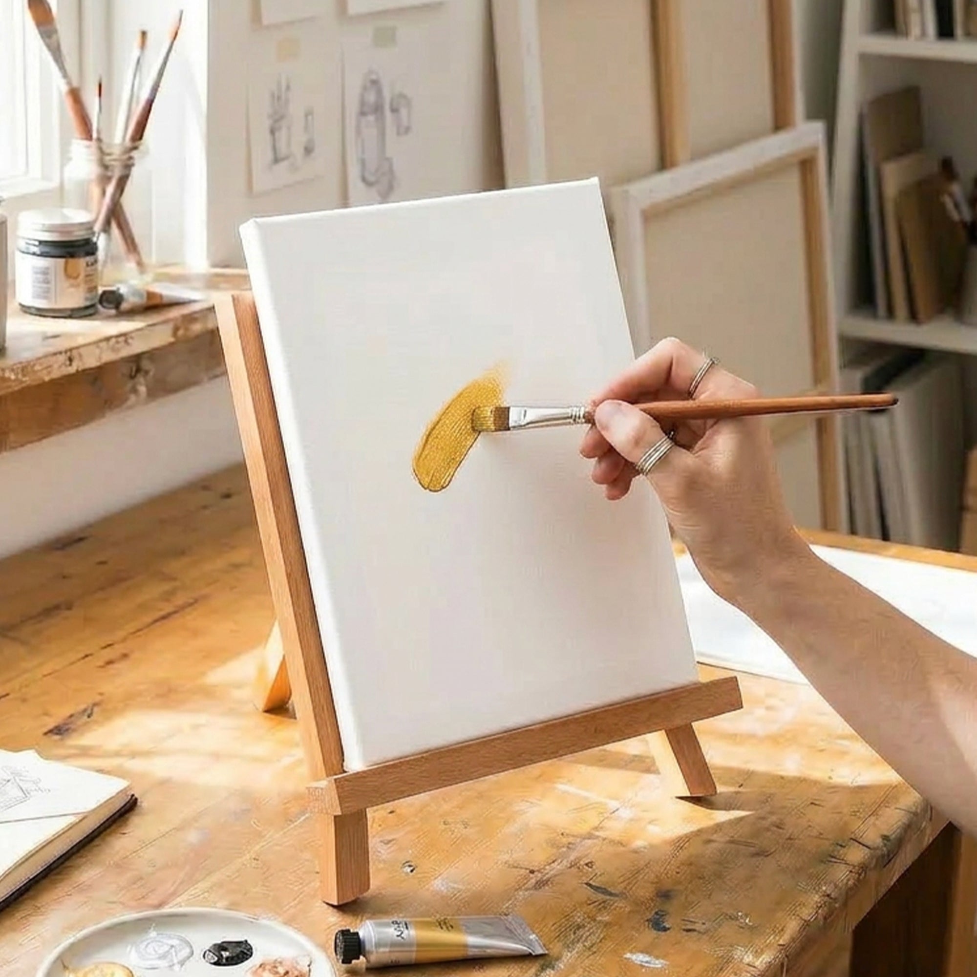 White Stretched Canvas, Triple-Primed Cotton, 8 x 10 in