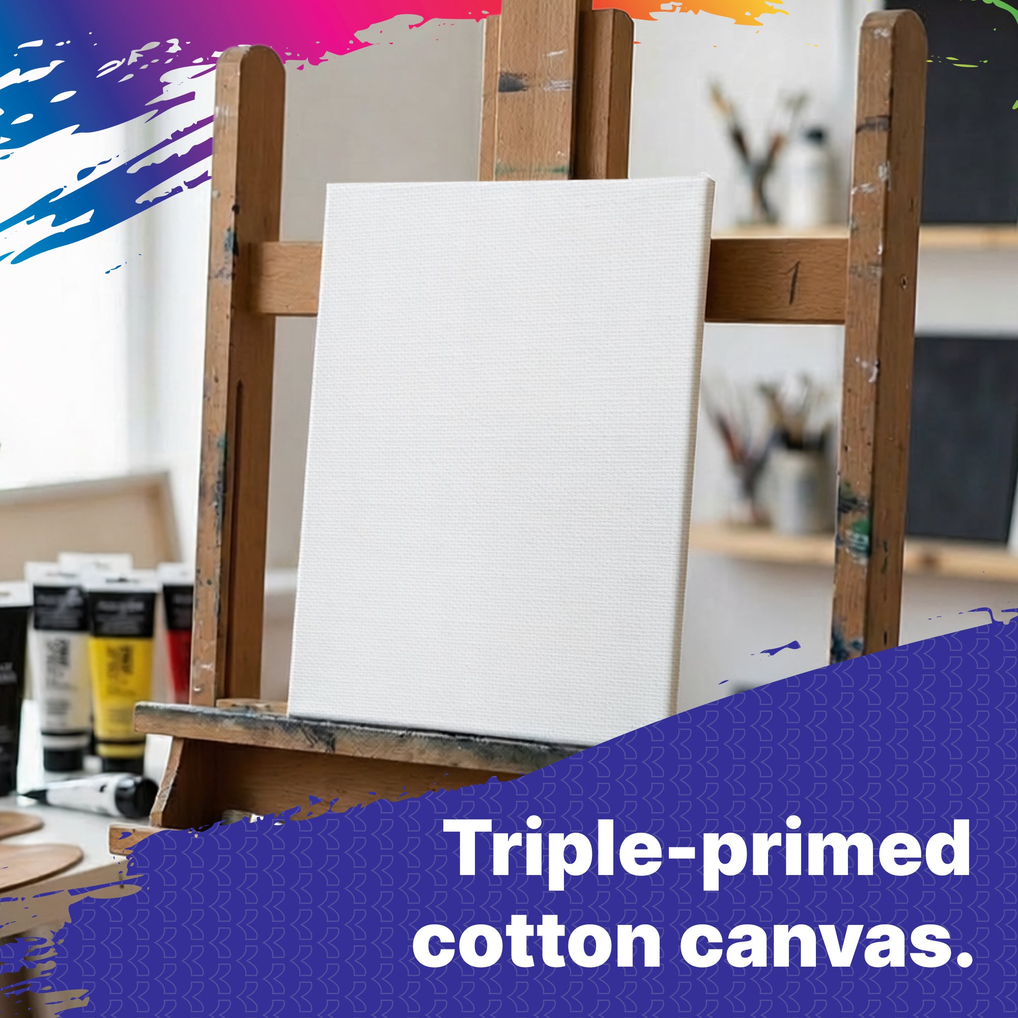 White Canvas Panel, Triple-Primed Cotton, 8 x 10 in