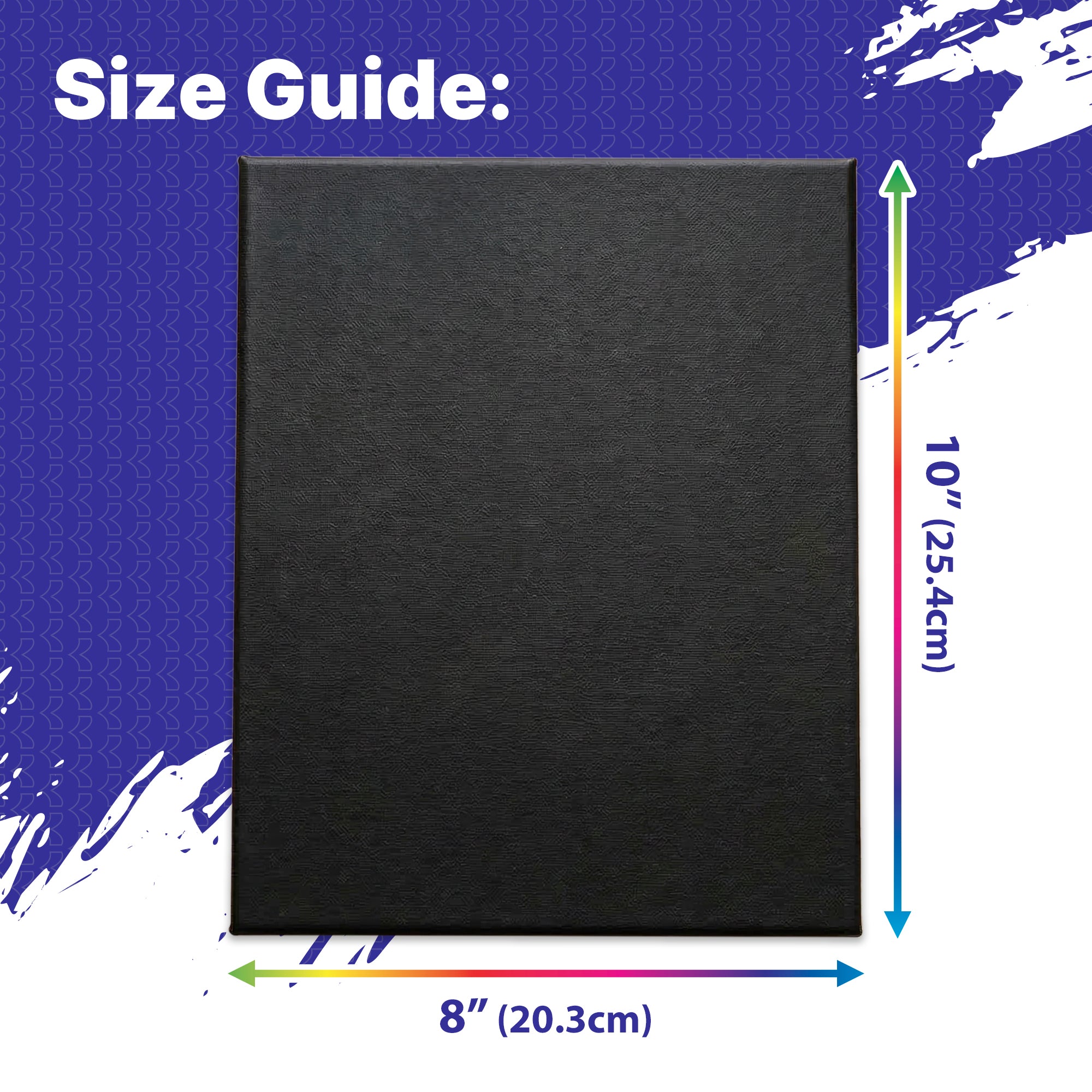 Black Stretched Canvas, 8 x 10 in, 100% Cotton Triple-Primed