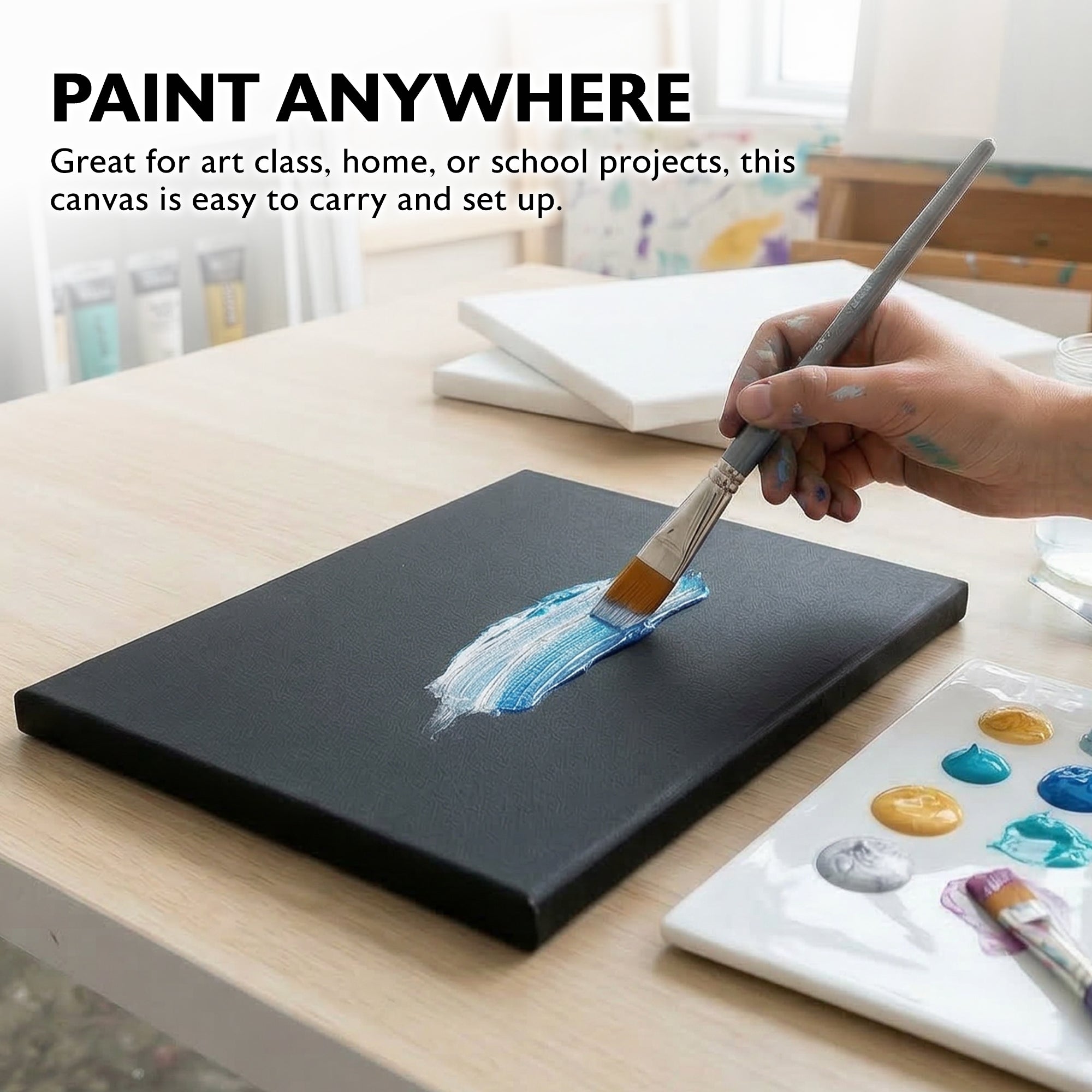 BAZIC Black Color Stretched Canvas 8
