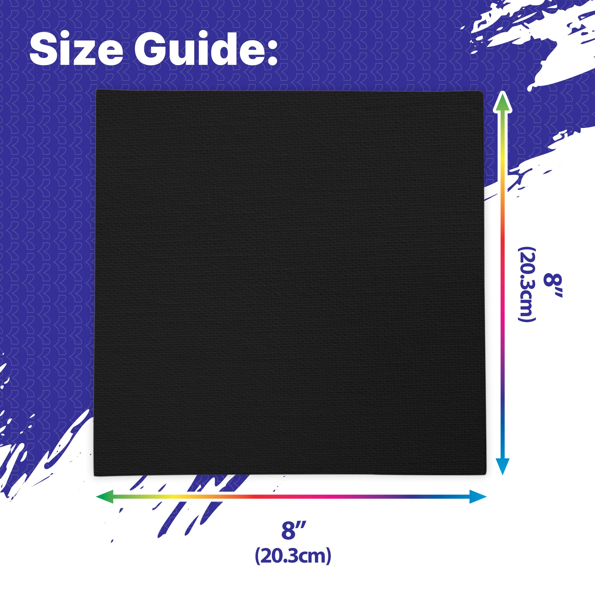 Black Canvas Panel, 8 x 8 in, 100% Cotton Triple-Primed