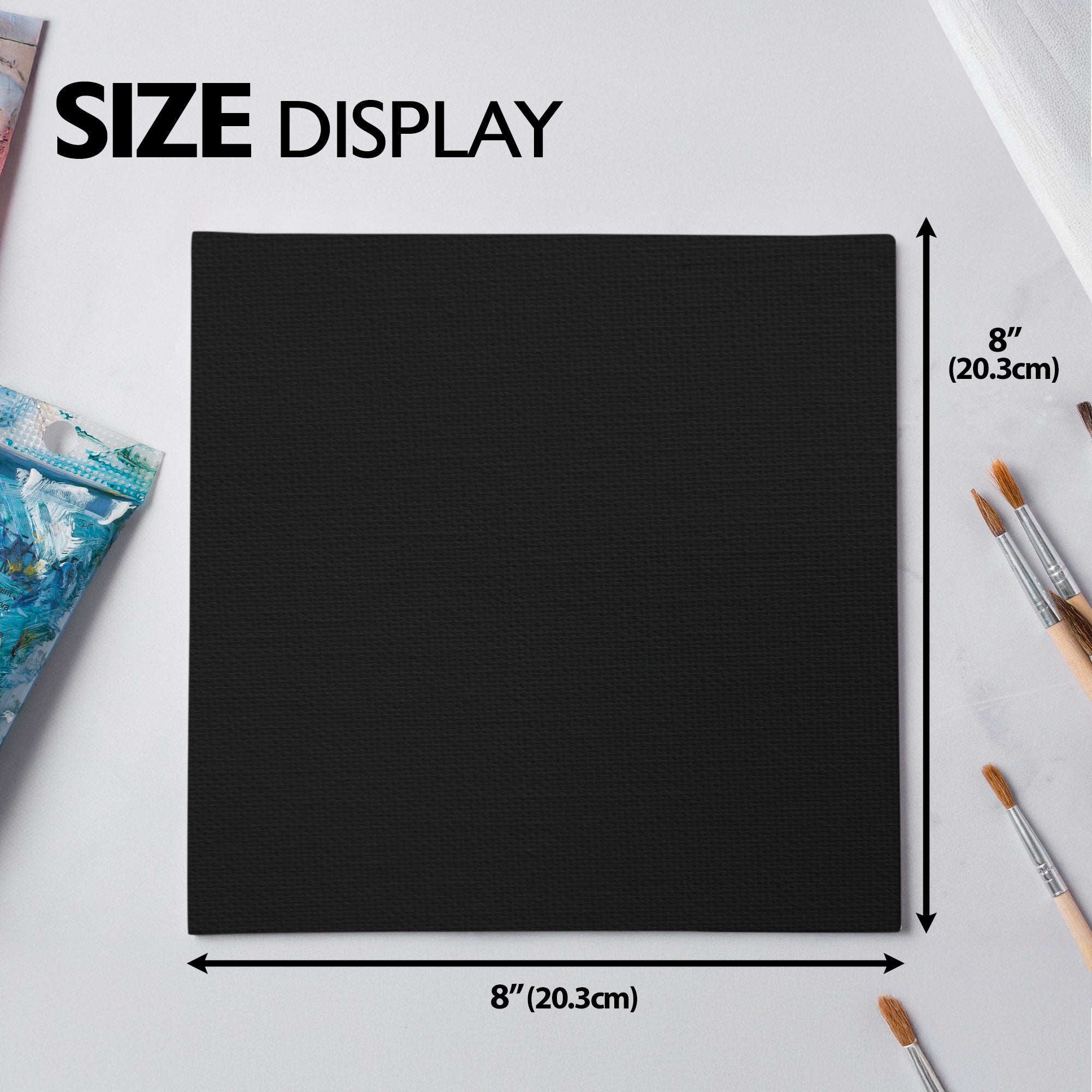 Black Color Canvas Panel 8" x 8"