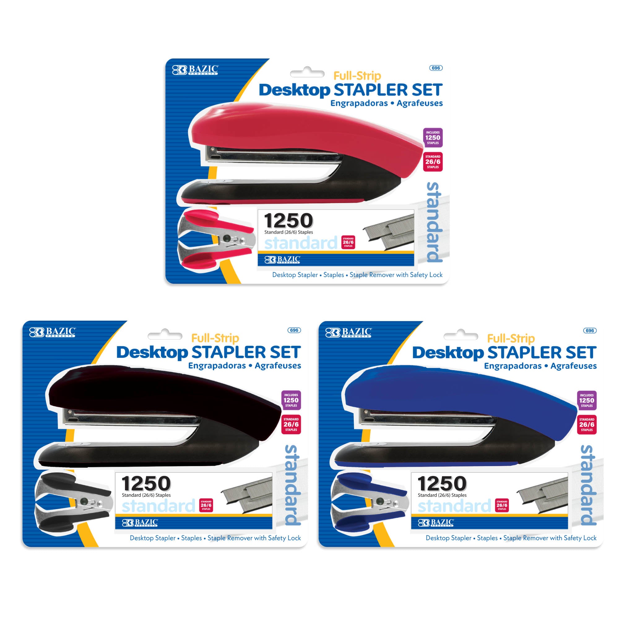 Desktop Full Strip Stapler with 1250 Staples, 26/6 Standard