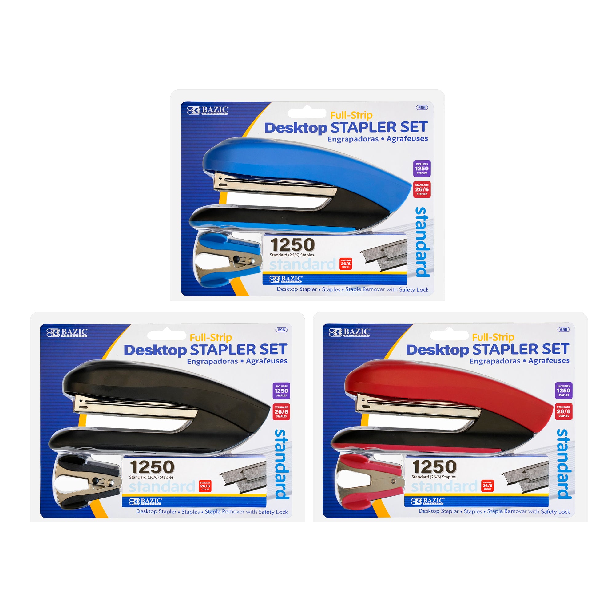 Desktop Full Strip Stapler with 1250 Staples, 26/6 Standard