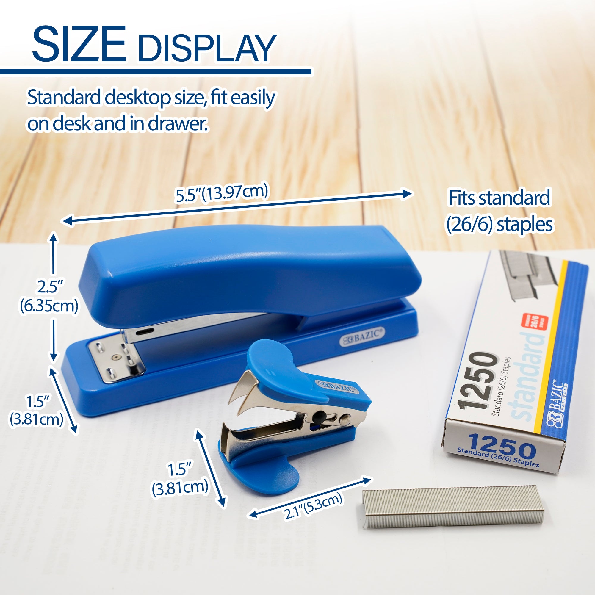 Desktop Stapler with 1250 Staples, 26/6 Standard