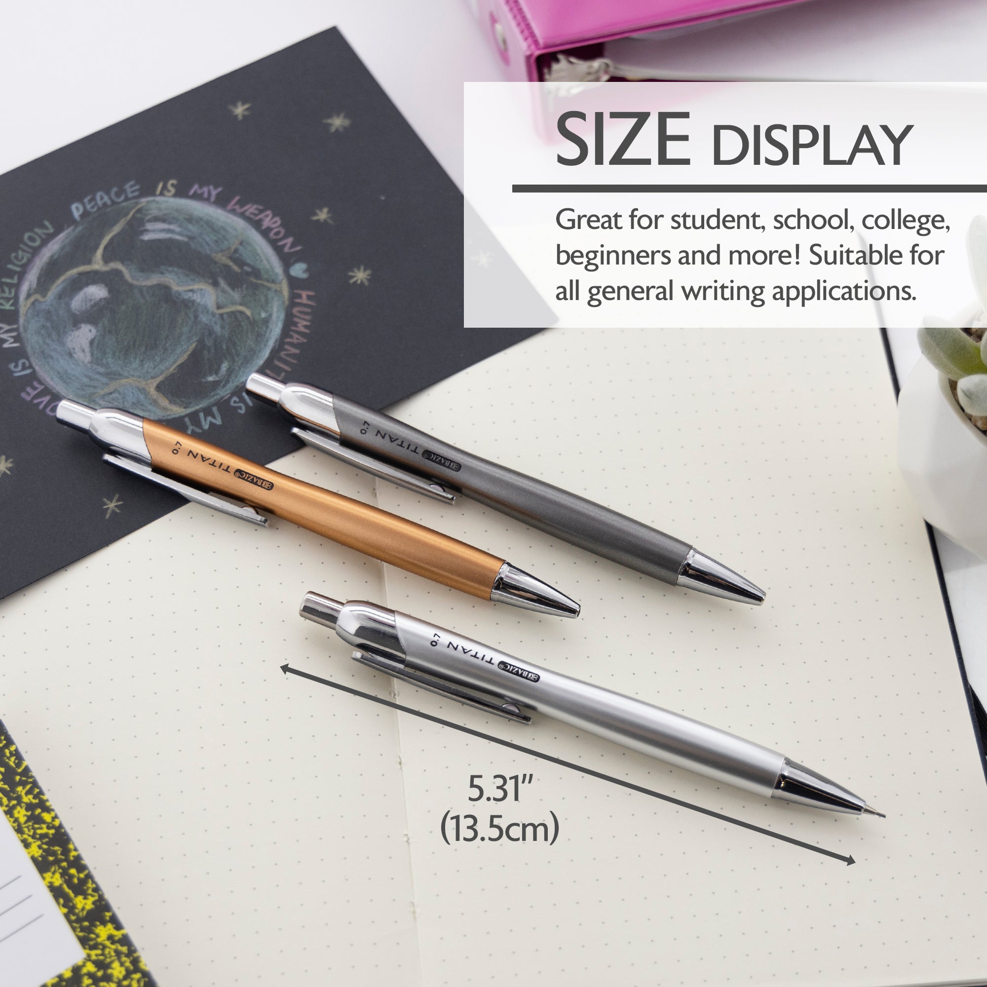 Mechanical Pencil, 3 Count, 0.7 mm HB #2, Assorted Barrels