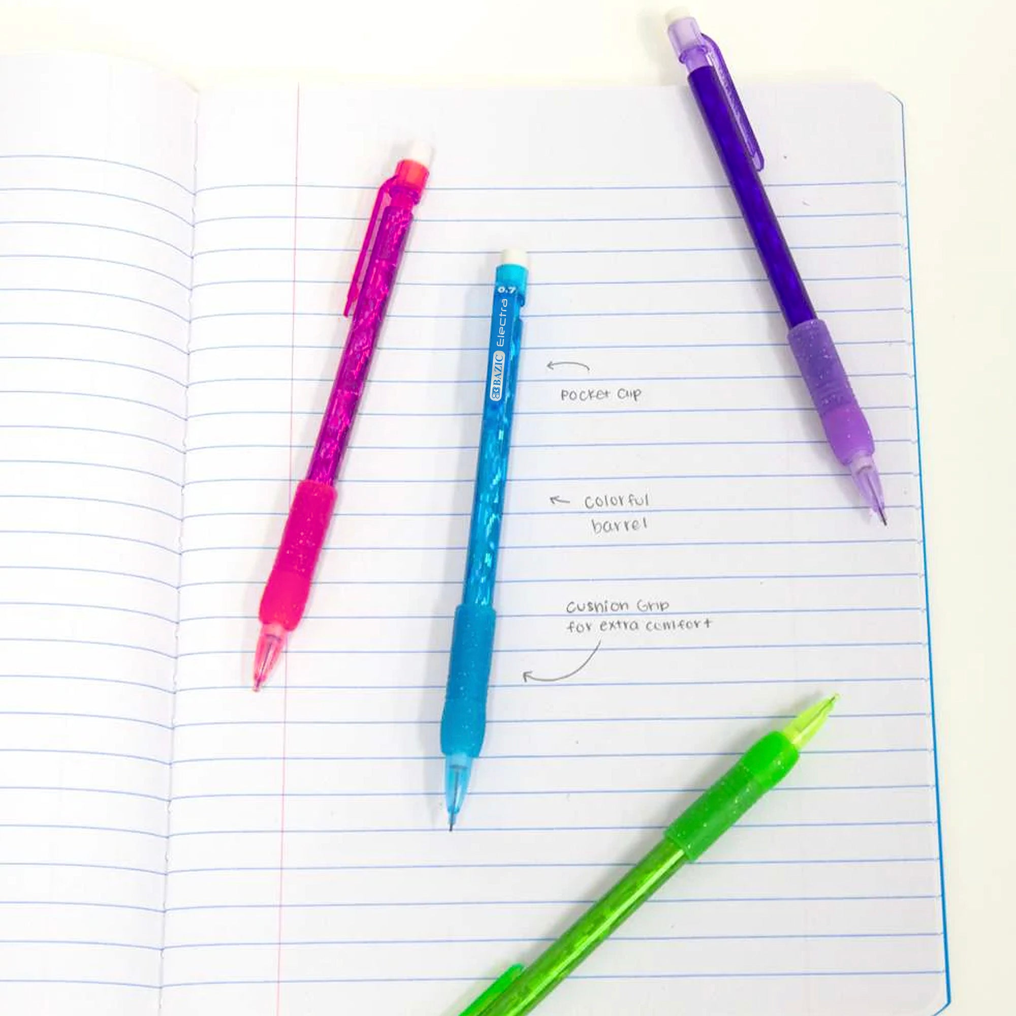 Electra Sparkly 0.7 mm Mechanical Pencils, 4 Count