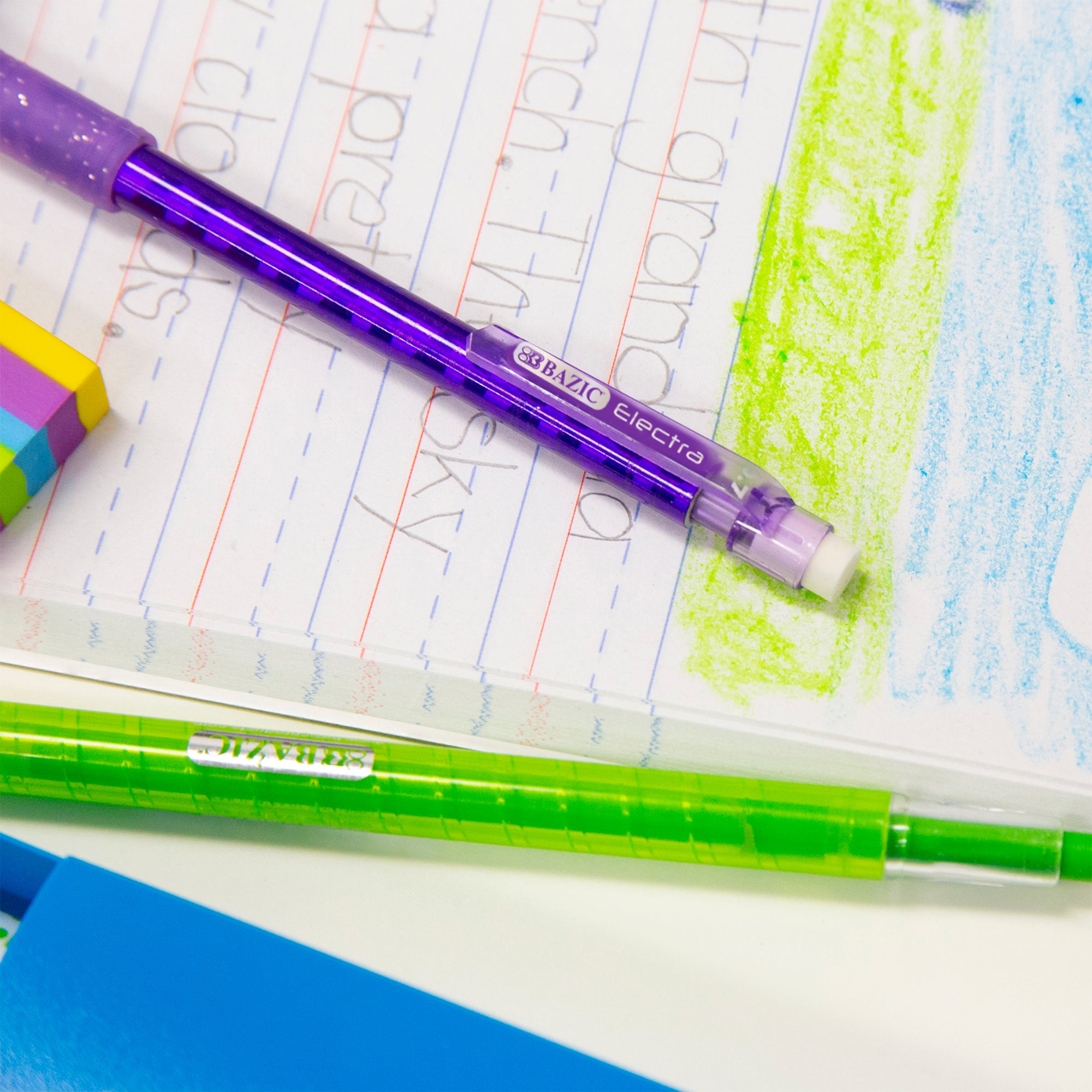 Electra Sparkly 0.7mm Mechanical Pencils, Glitter Grip