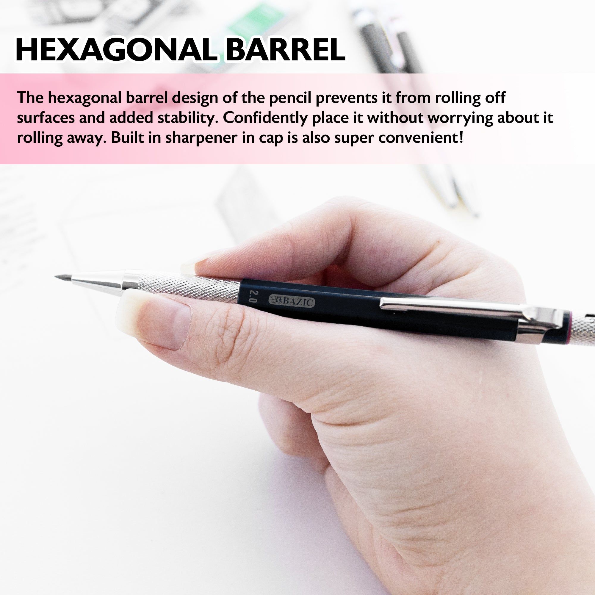 2.0 mm Drawing & Sketching Mechanical Pencil w/ Ceramic High-Quality HB 2B 4B 6B Lead