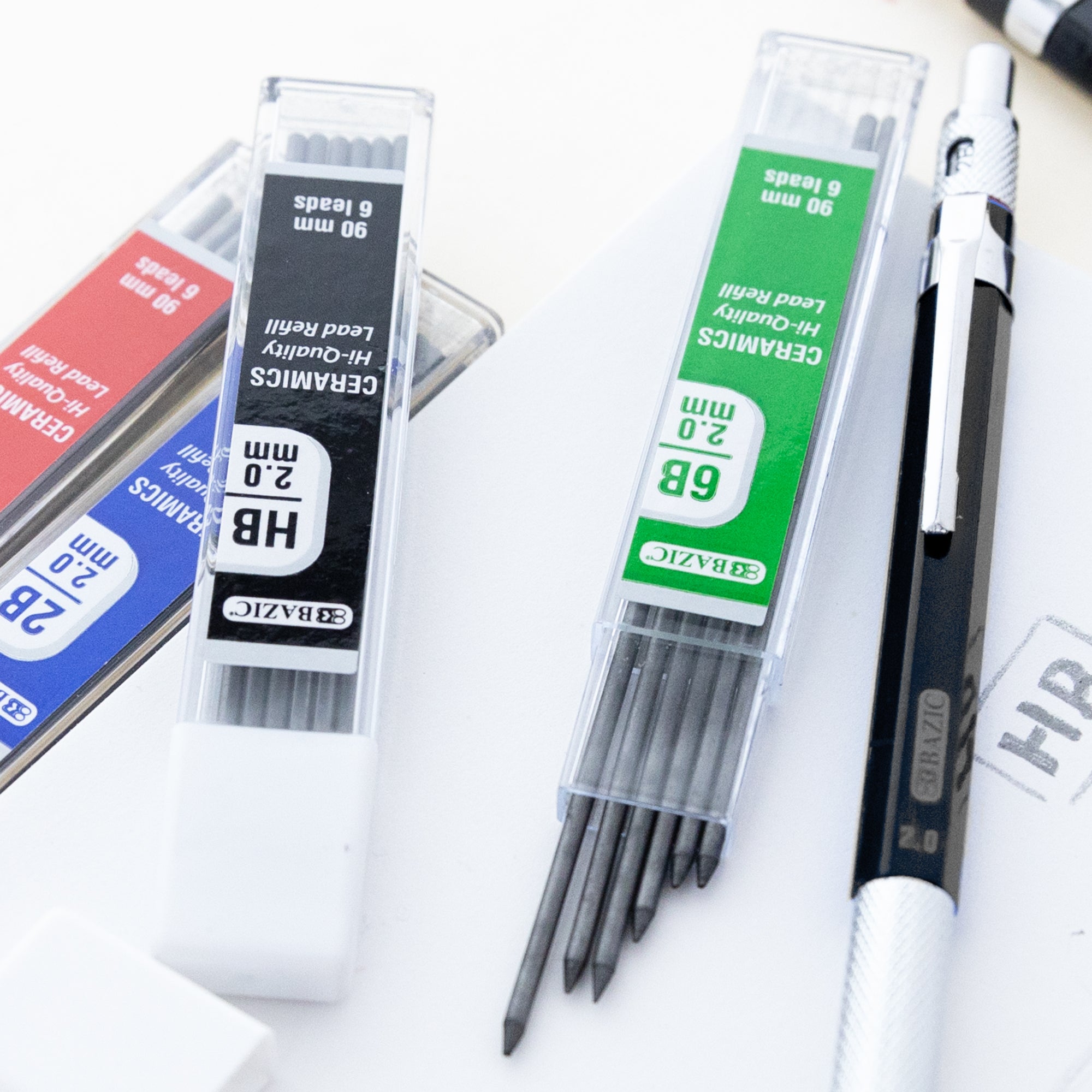 2.0 mm Drawing & Sketching Mechanical Pencil w/ Ceramic High-Quality HB 2B 4B 6B Lead
