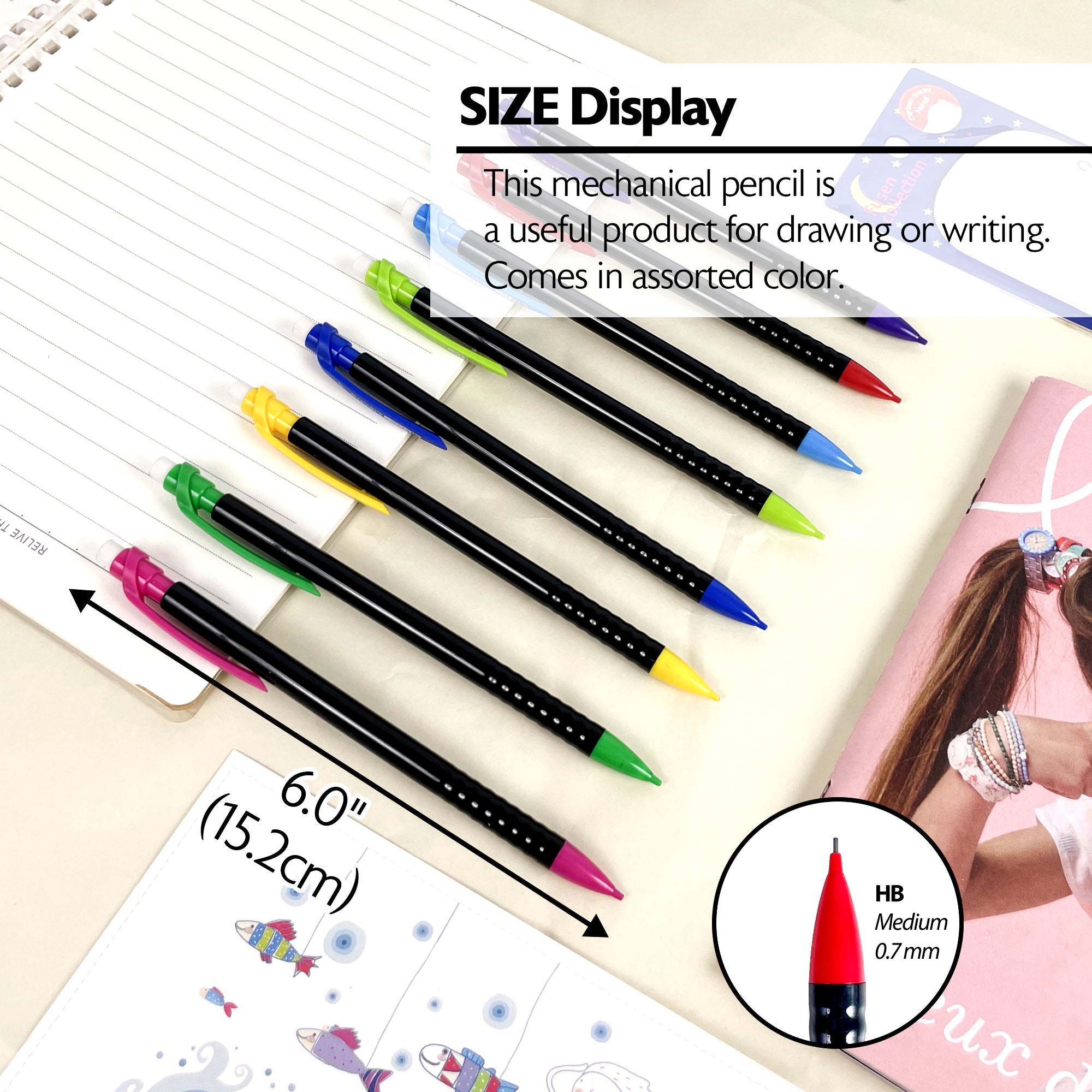 Electra Noir 0.7 mm Mechanical Pencils, 8 Count