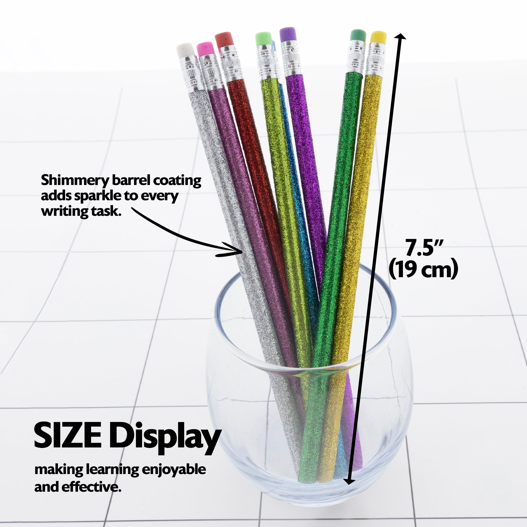 Metallic Glitter Pencil w/ Eraser (8/Pack)