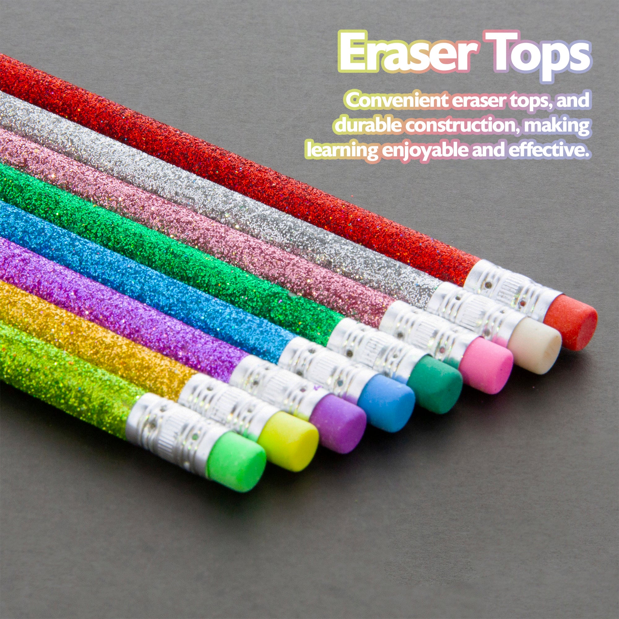 Metallic Glitter Pencil w/ Eraser (8/Pack)