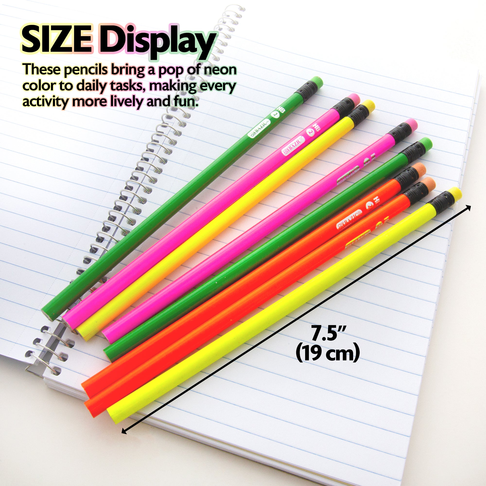 Fluorescent Pencils, HB #2, 8-Count