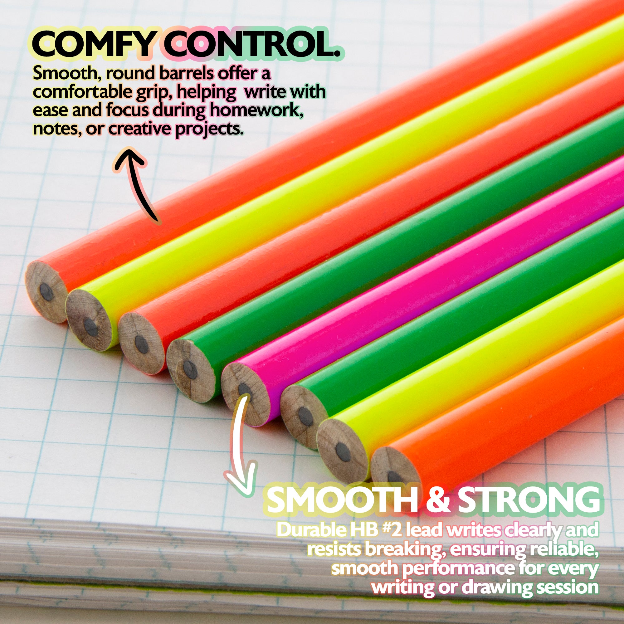 Fluorescent Pencil w/ Eraser (8/pack)