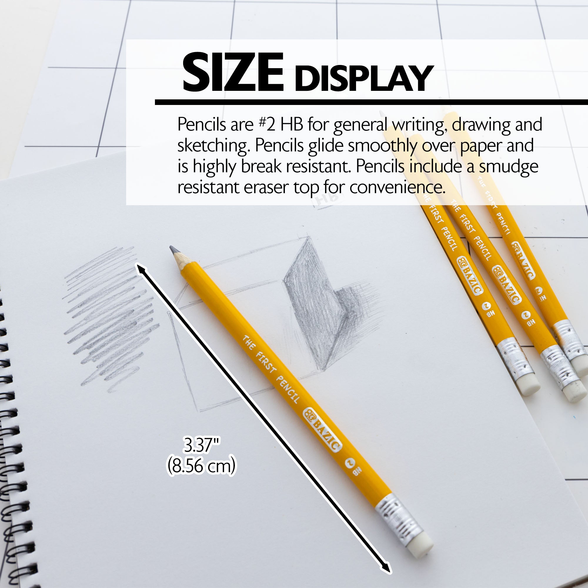 Jumbo Pencils for Kids, 4 Count, HB #2, 3.25 mm Lead