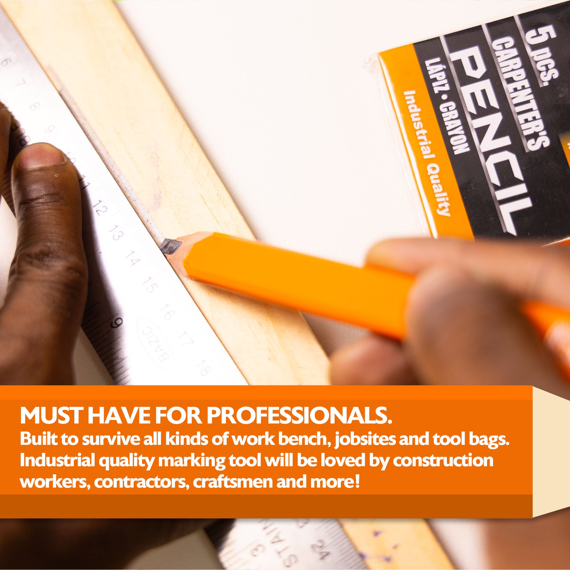 Orange Wood Pencils, 5 Count, for School Classroom Drawing