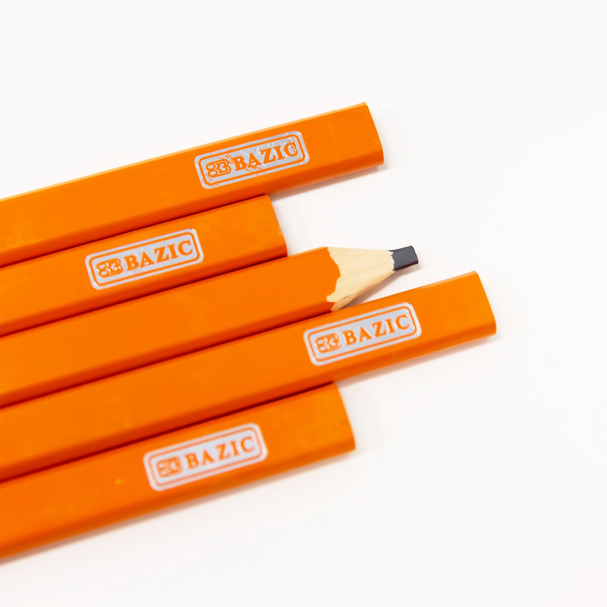 Orange Wood Pencils, 5 Count, for School Classroom Drawing