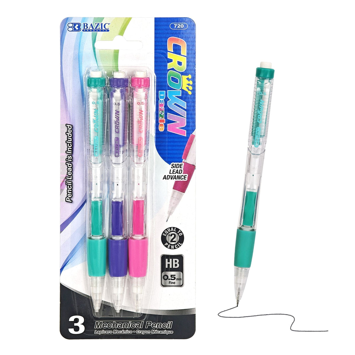 Crown Dazzle 0.5 mm Mechanical Pencils, HB Lead