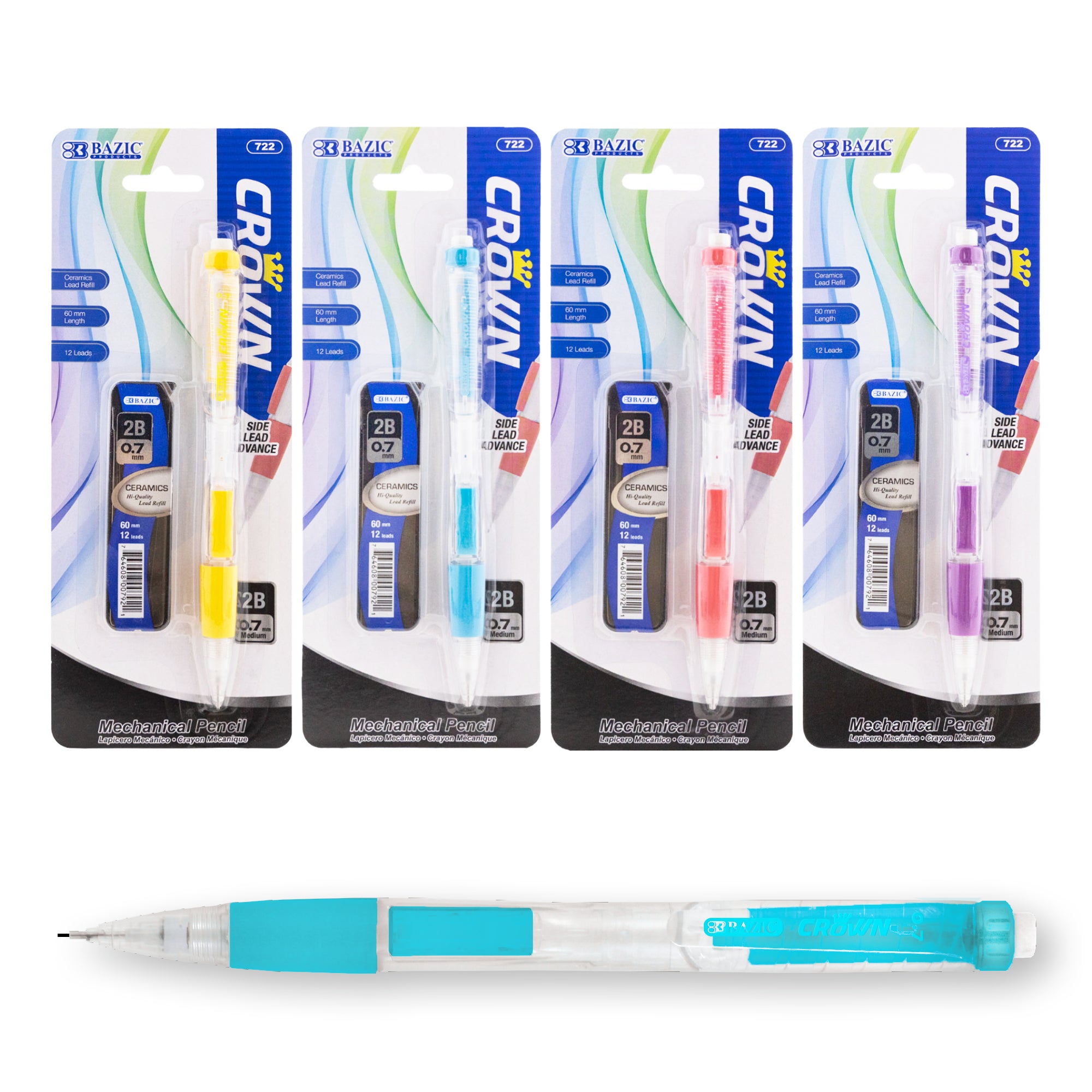 Crown 0.7 mm Mechanical Pencils, 1 Count, 2B Lead