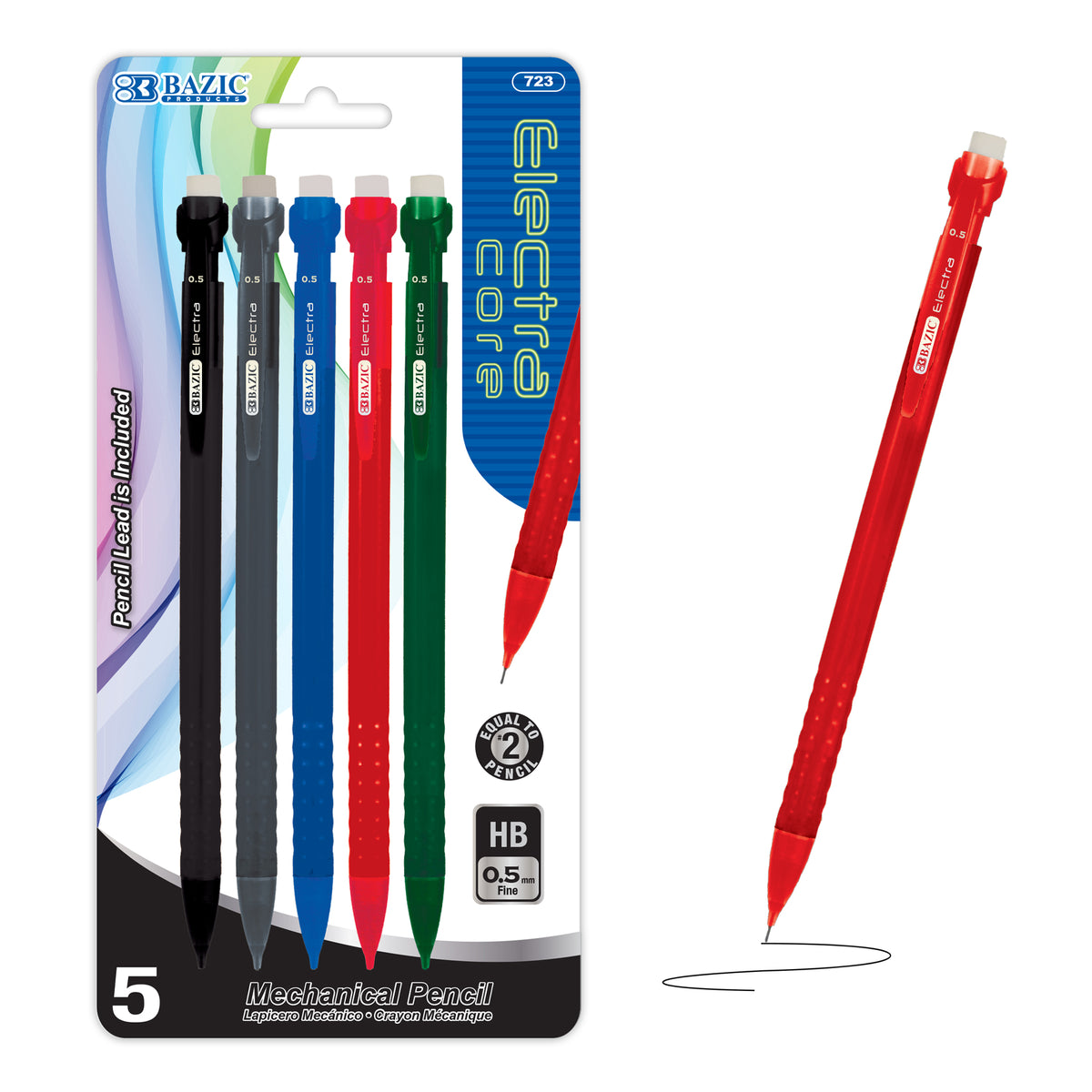 BAZIC Electra Core 0.5 mm Mechanical Pencils, HB #2 Lead