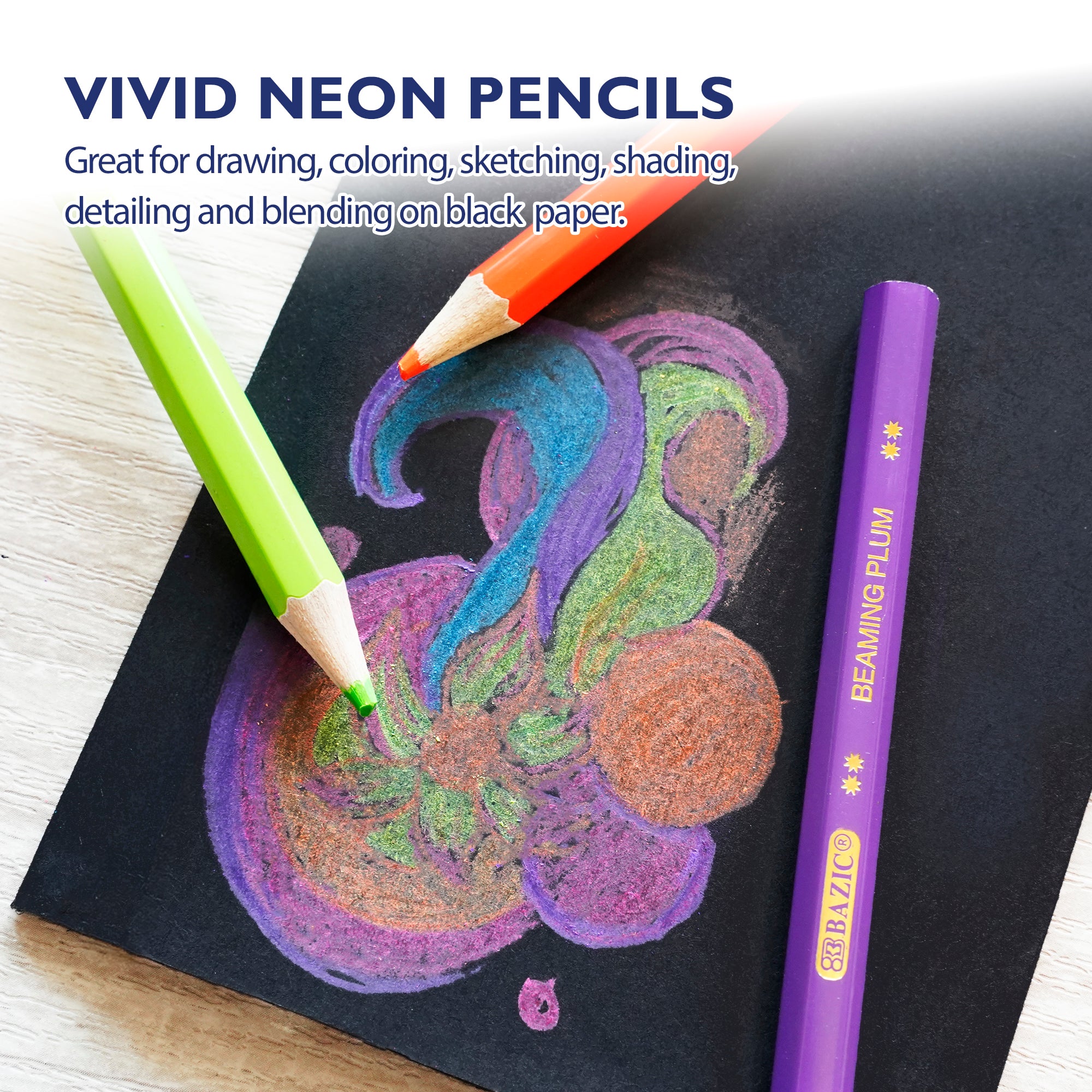 Neon Colored Pencils, 8 Count, Pre-Sharpened