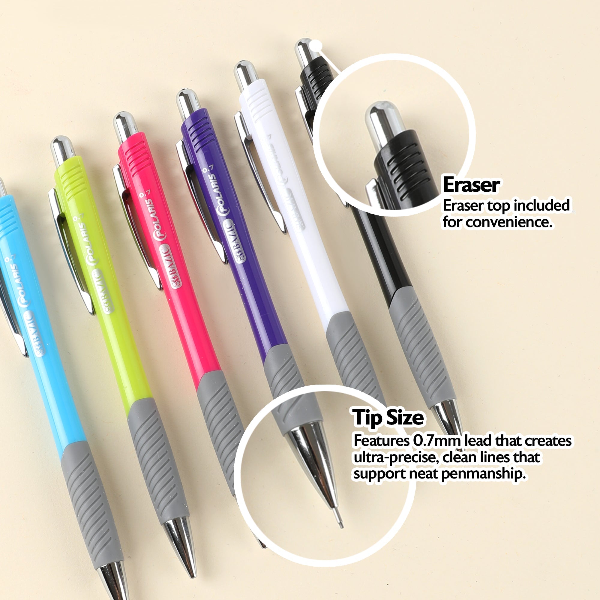 Polaris 0.7mm Mechanical Pencil, 2B Ceramic Lead, Refillable