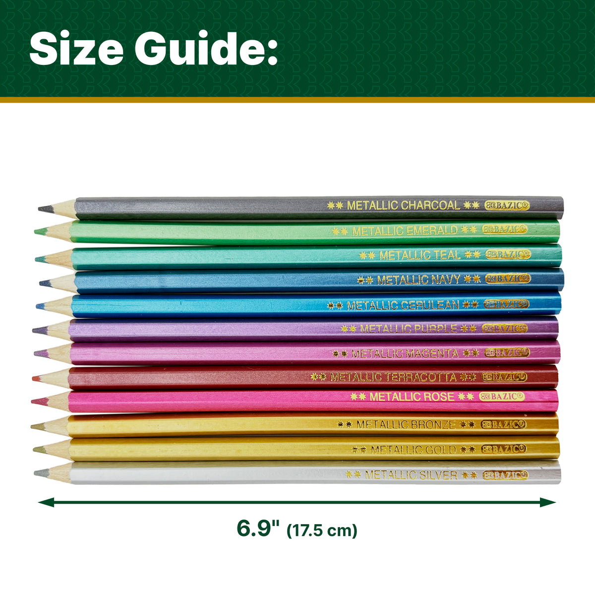 Metallic Colored Pencils, 12 Colors, Pre-Sharpened