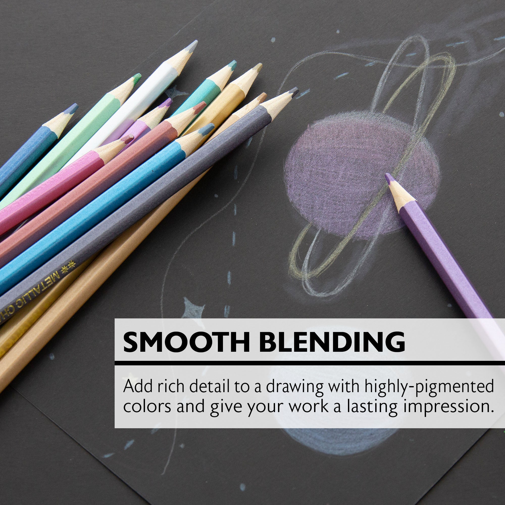 Metallic Colored Pencils, 12 Shimmering Colors
