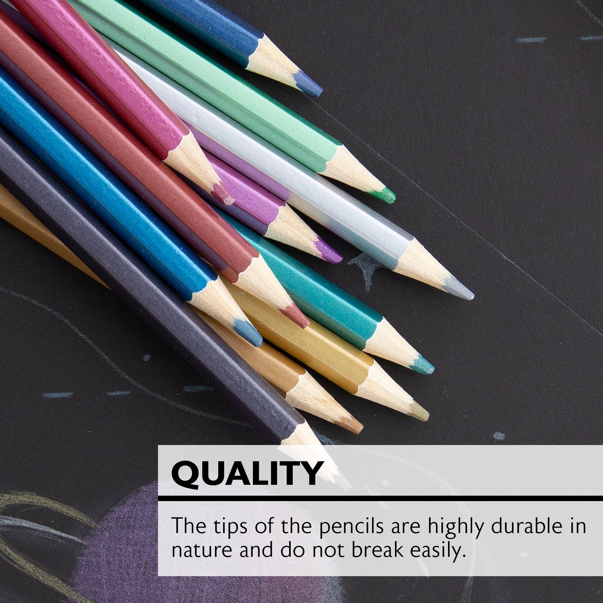 Metallic Colored Pencils, 12 Shimmering Colors