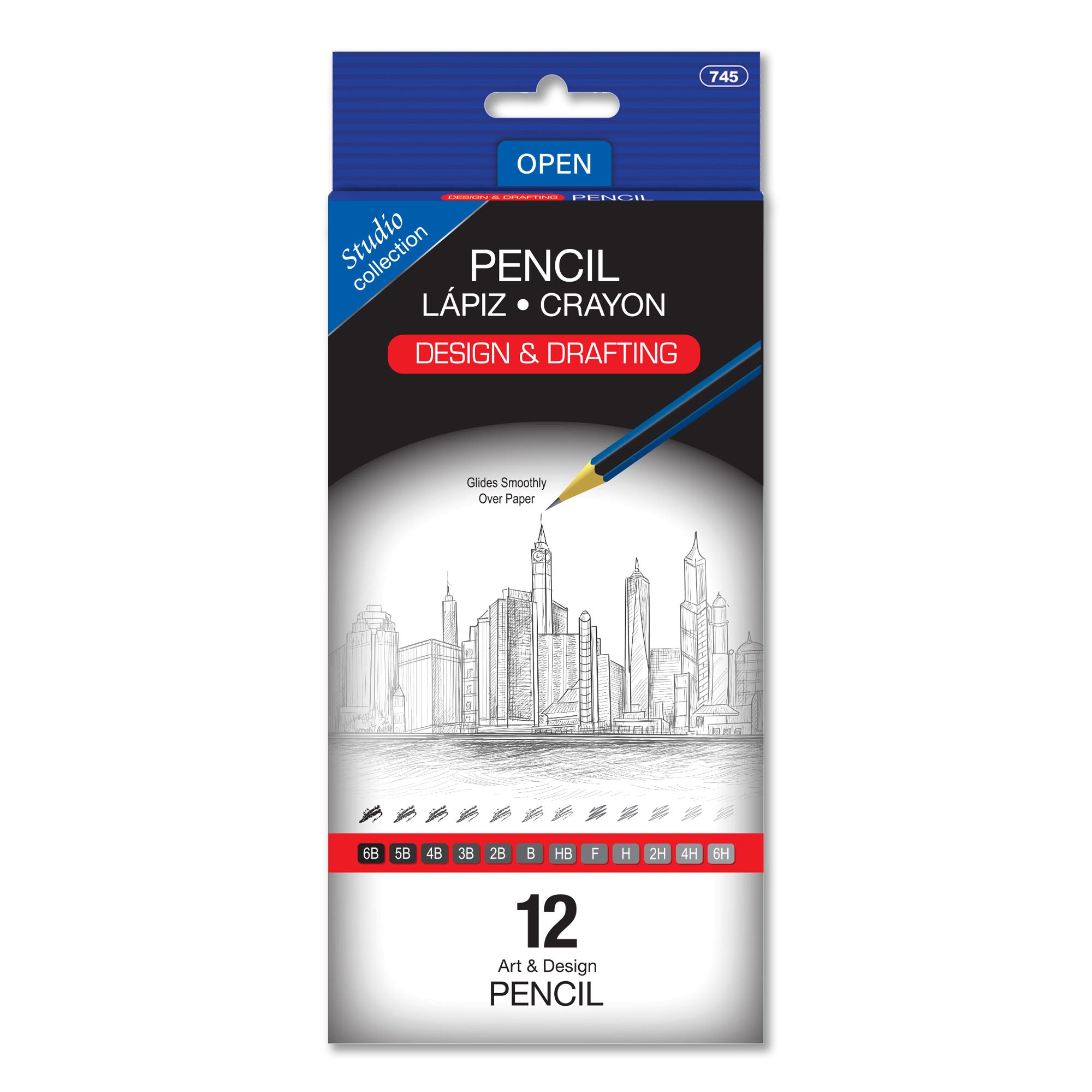 Drawing Pencils, 12 Graphite Grades, Design & Drafting
