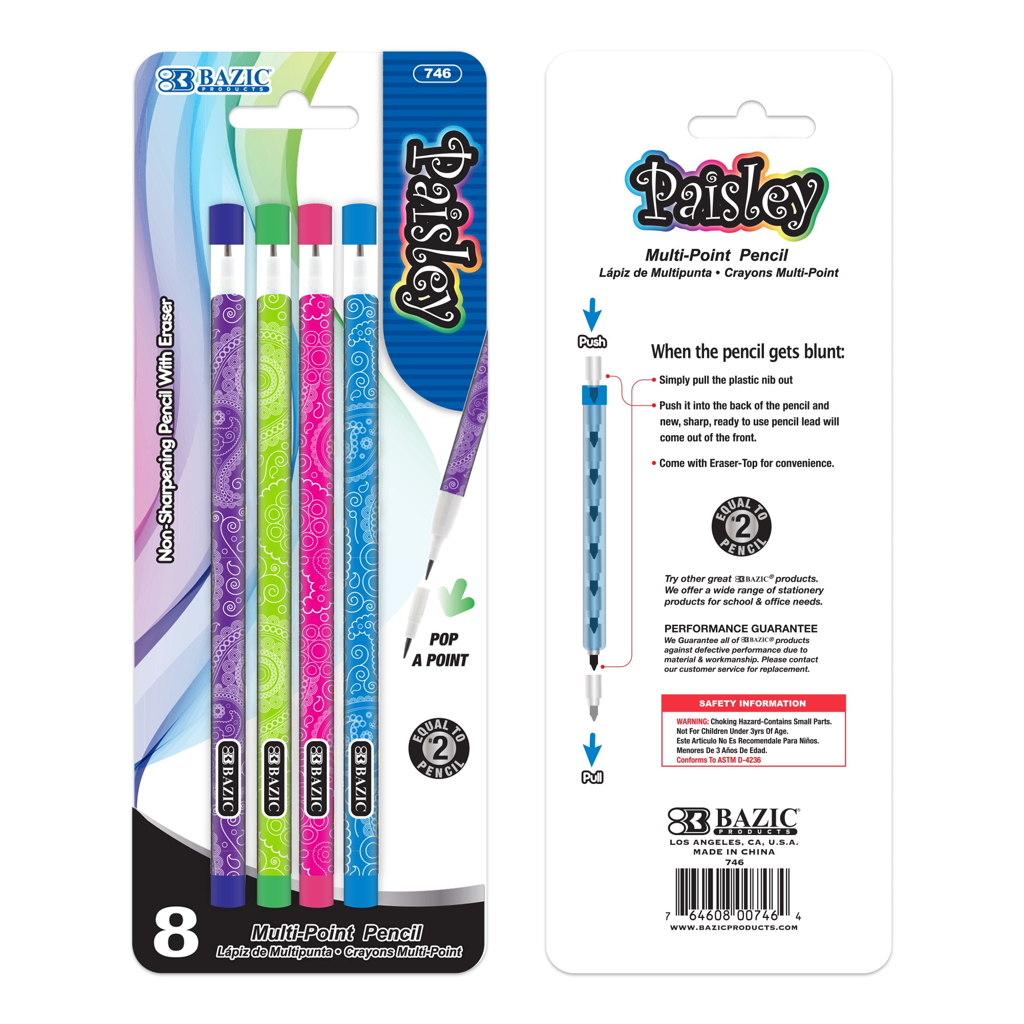 Paisley Multi-Point Mechanical Pencils, 8 Count