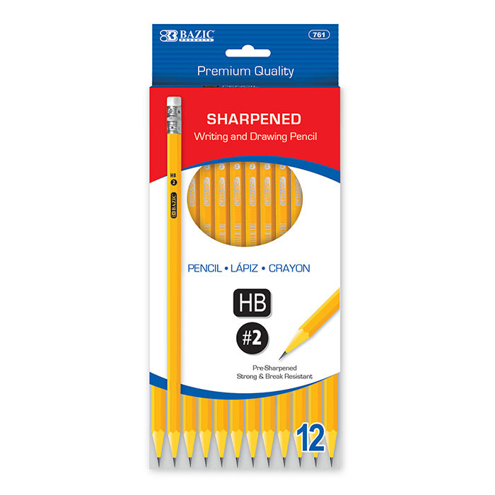 #2 Pre Sharpened Pencils with Erasers, 12 Count