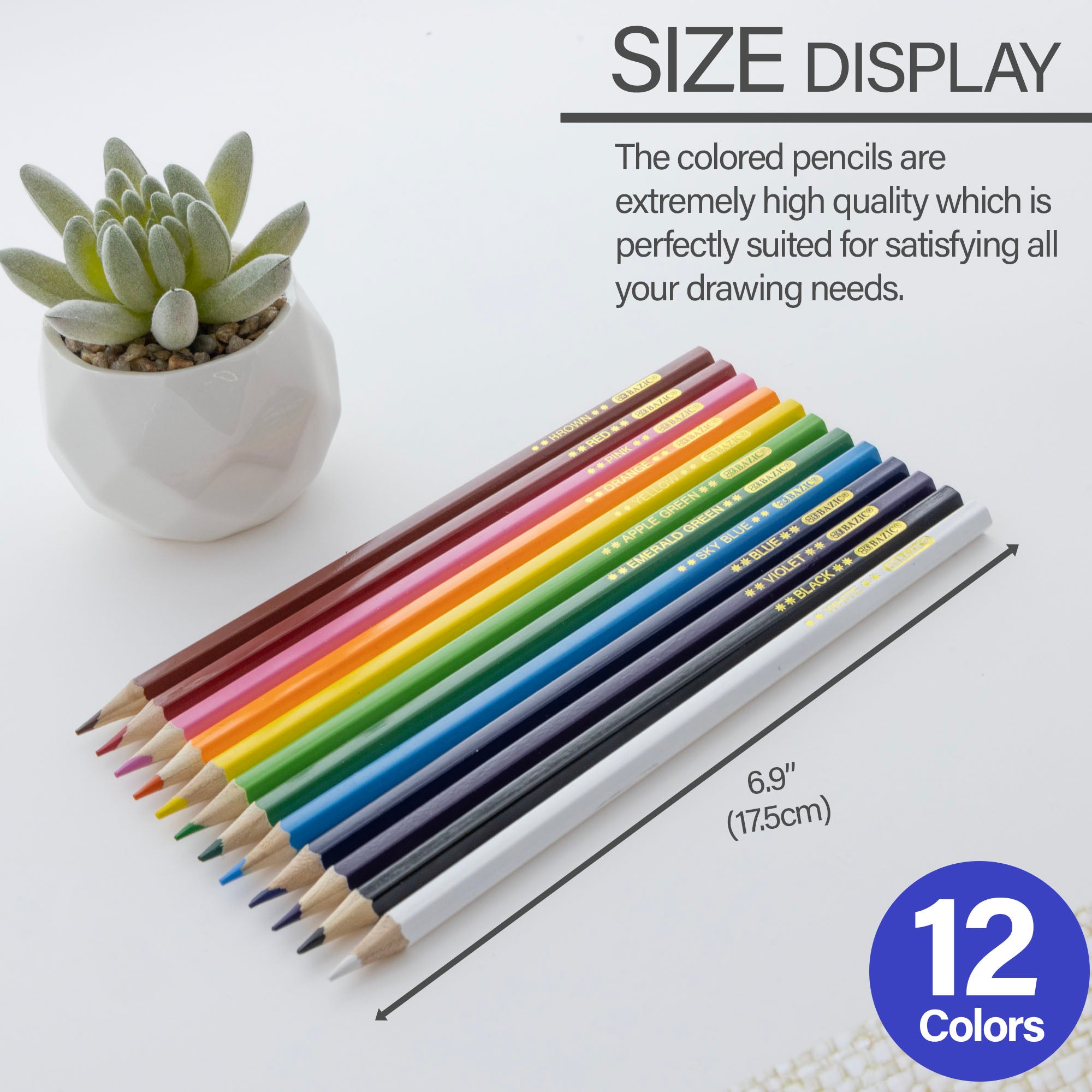 Colored Pencils, 12 Pre-Sharpened Colors