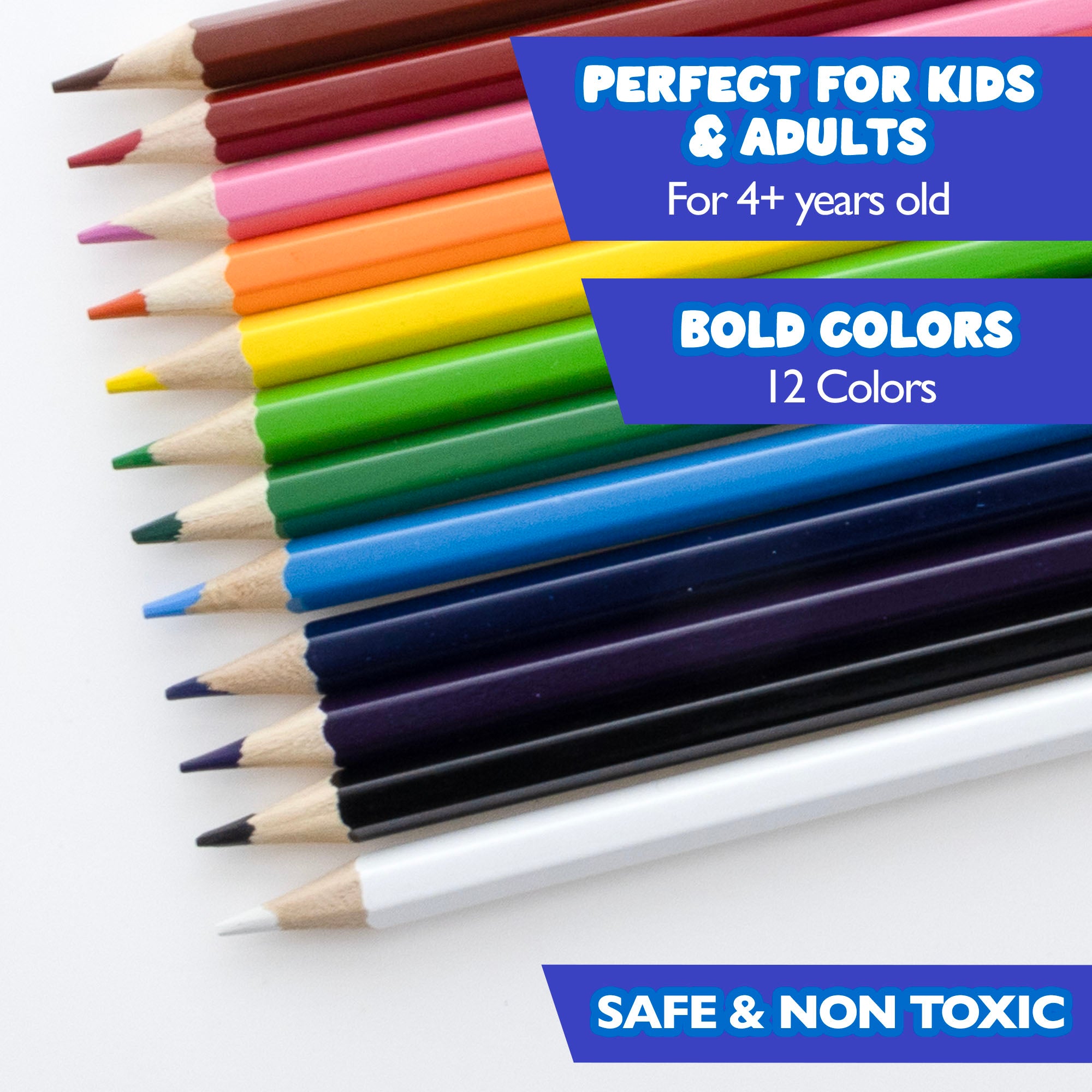 Colored Pencils, 12 Pre-Sharpened Colors