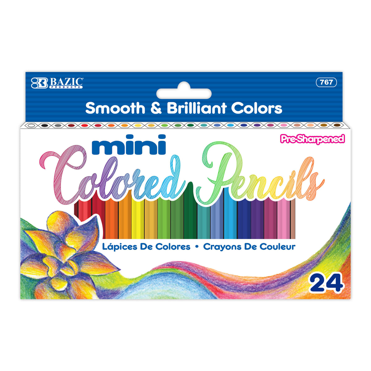 BAZIC Mini Colored Pencils, Pre-Sharpened, 24-count