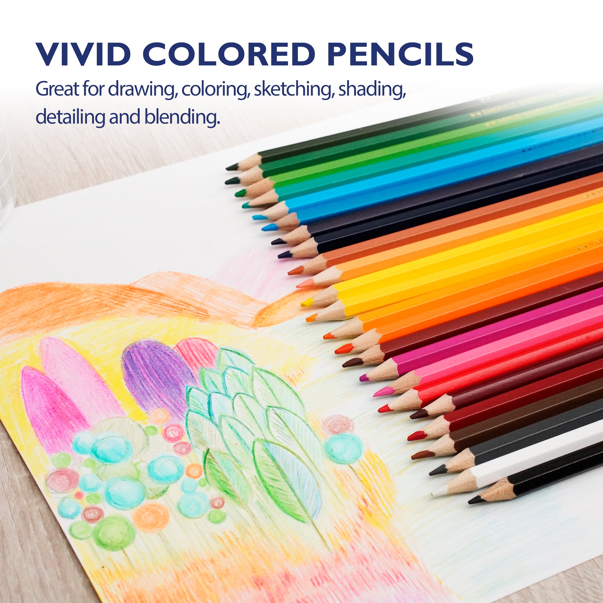 24 Colors Colored Pencils, Smooth Color Lead