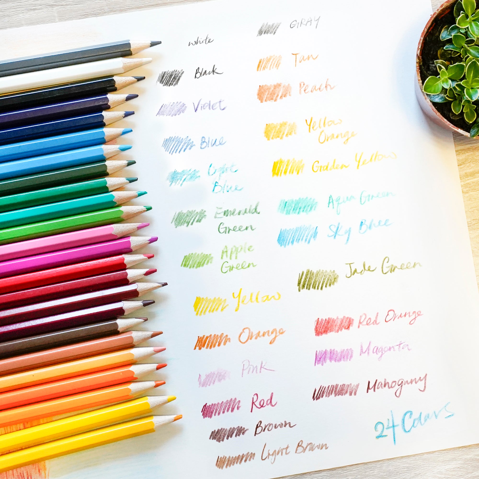 24 Colors Colored Pencils, Smooth Color Lead