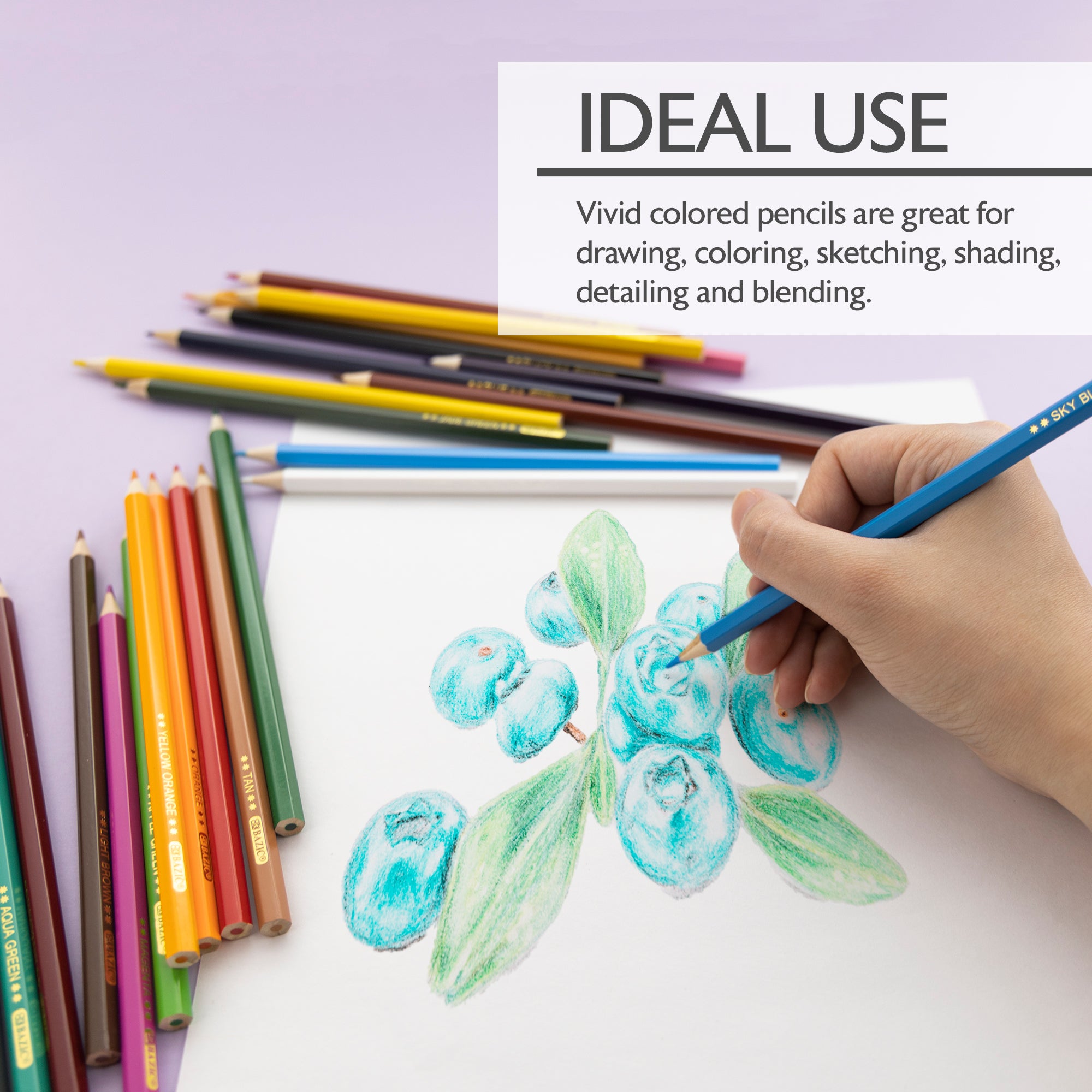 Colored Pencils, 24 Count, Pre-Sharpened, Classic Colors
