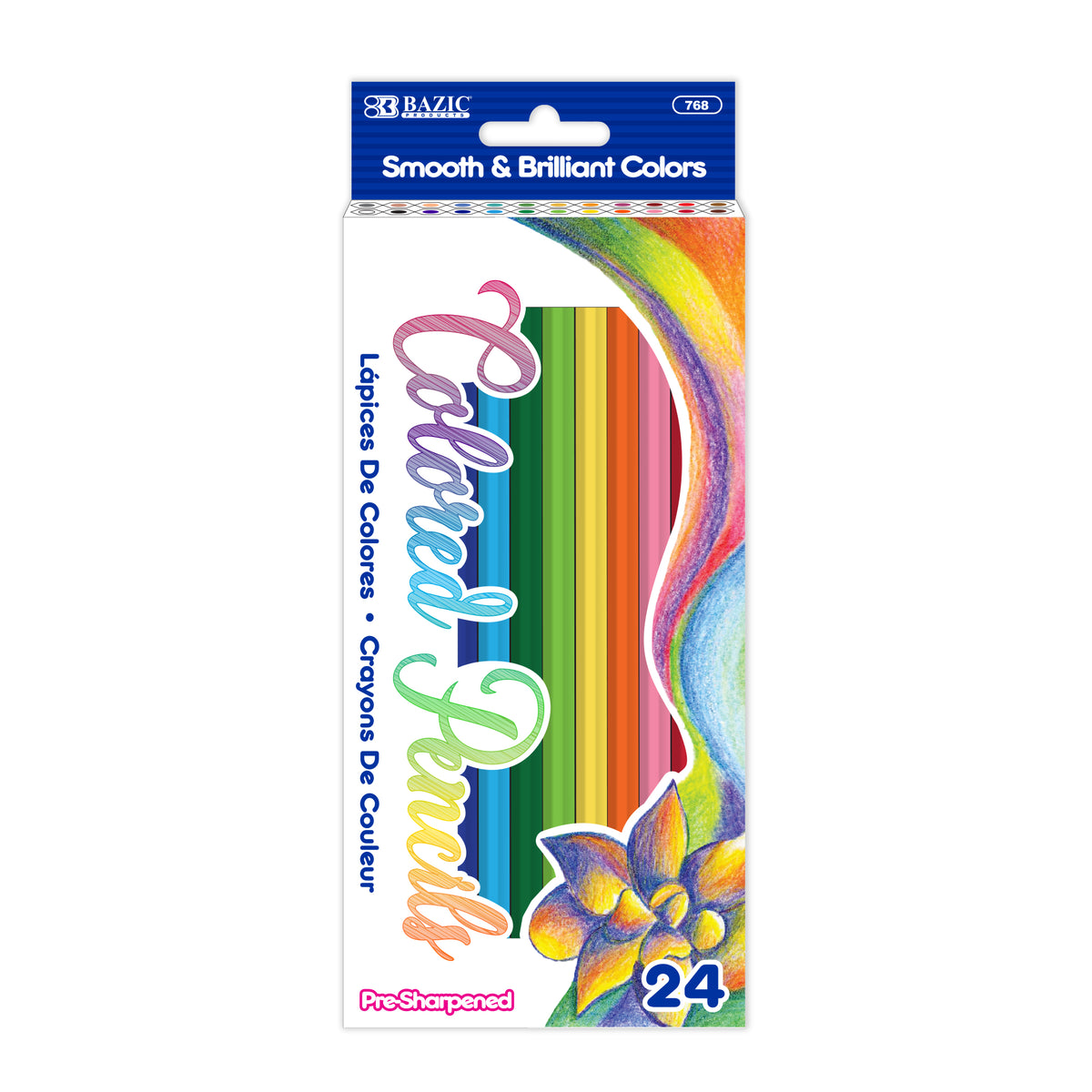 BAZIC Colored Pencils, 24 Colors, Pre-Sharpened