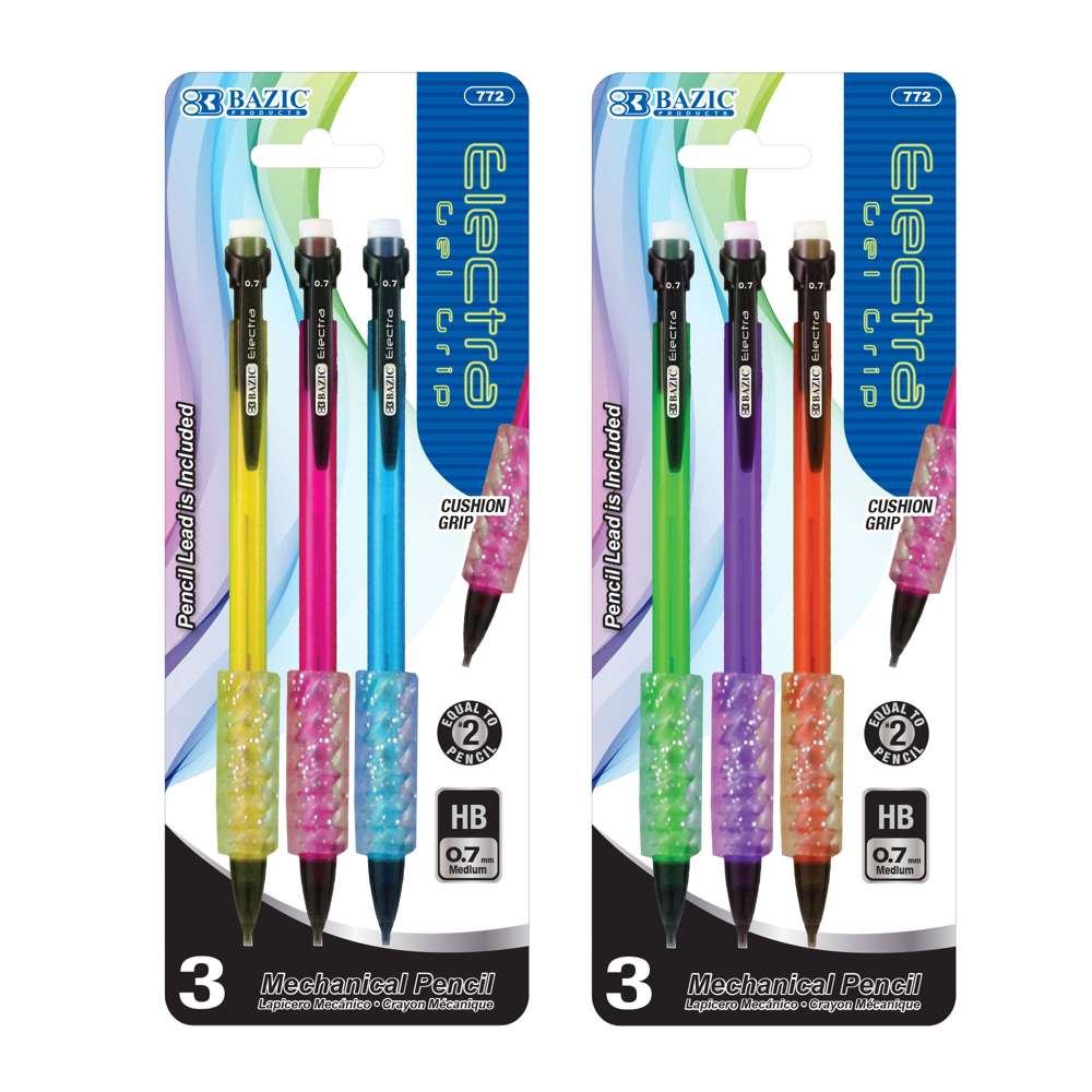 0.7 mm Electra Fashion Color Mechanical Pencil with Gel Grip (3/Pack)