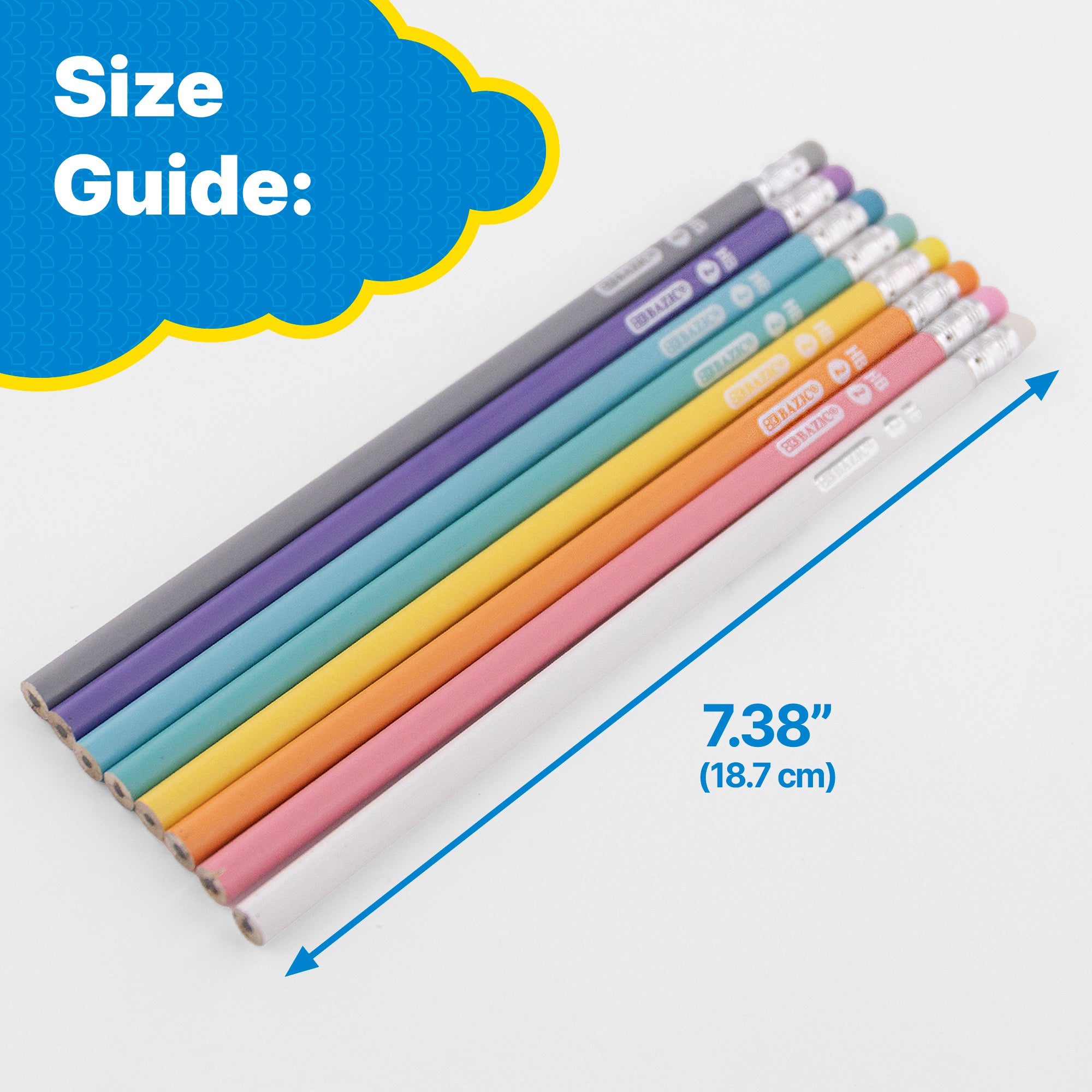 Pastel #2 Pencils, Eraser, Assorted Colors