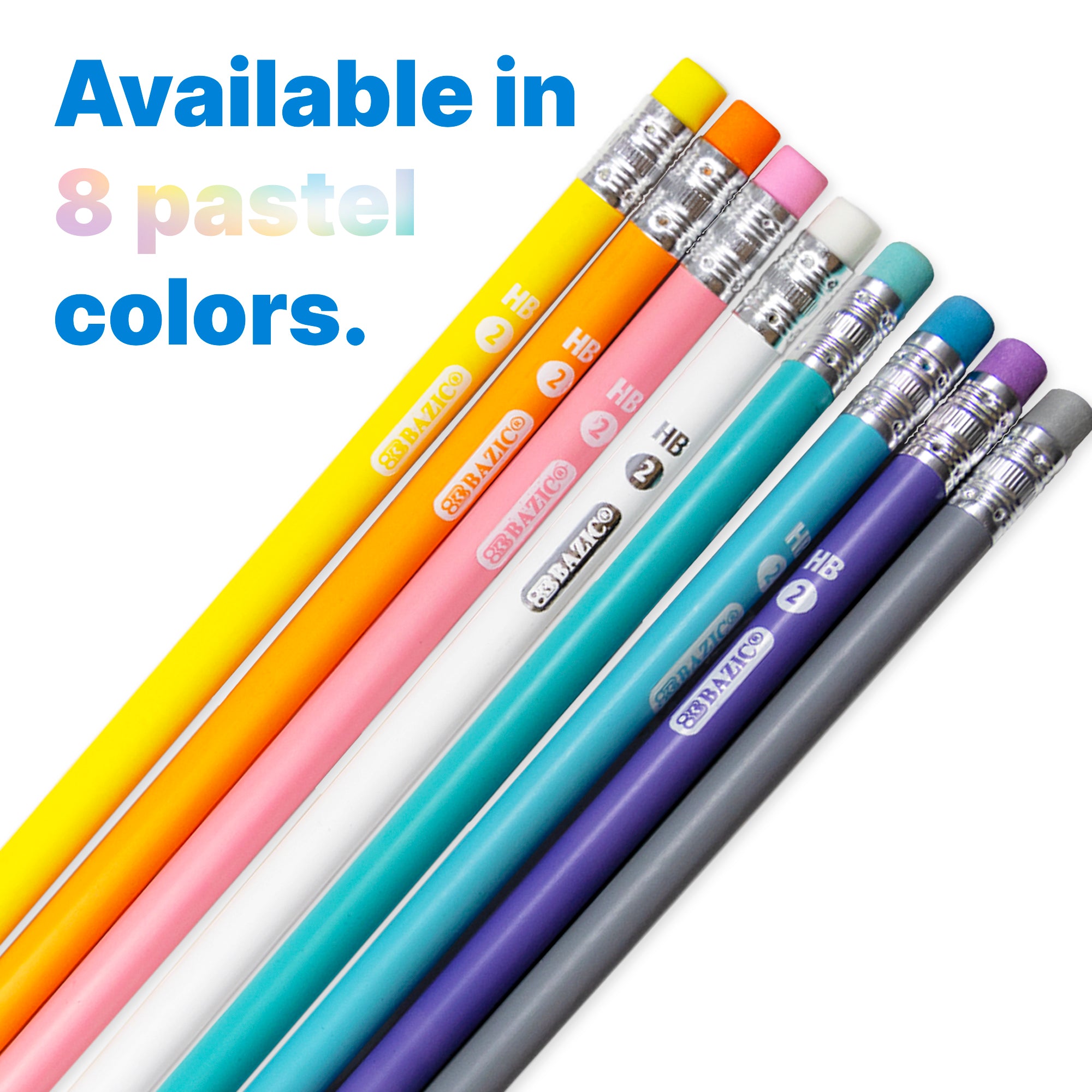 Pastel #2 Pencils, Eraser, Assorted Colors