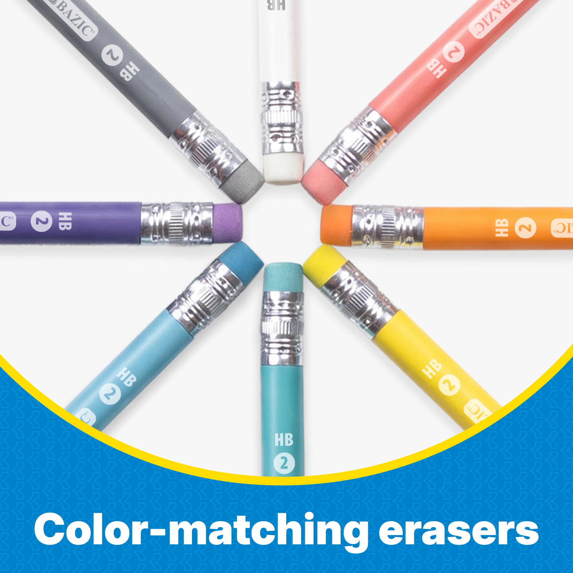 Pastel #2 Pencils, Eraser, Assorted Colors