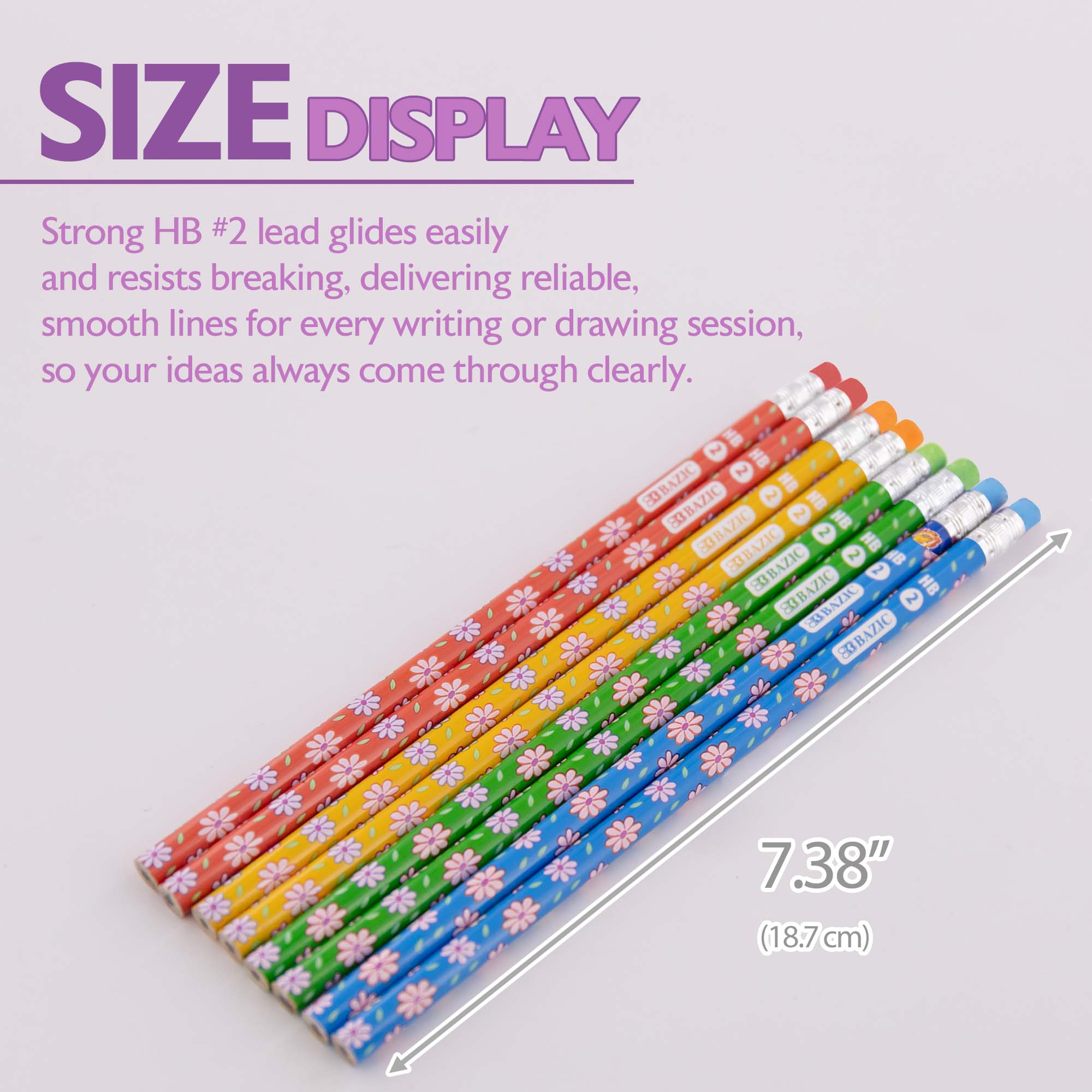 Floral Pencil w/ Eraser (8/pack)