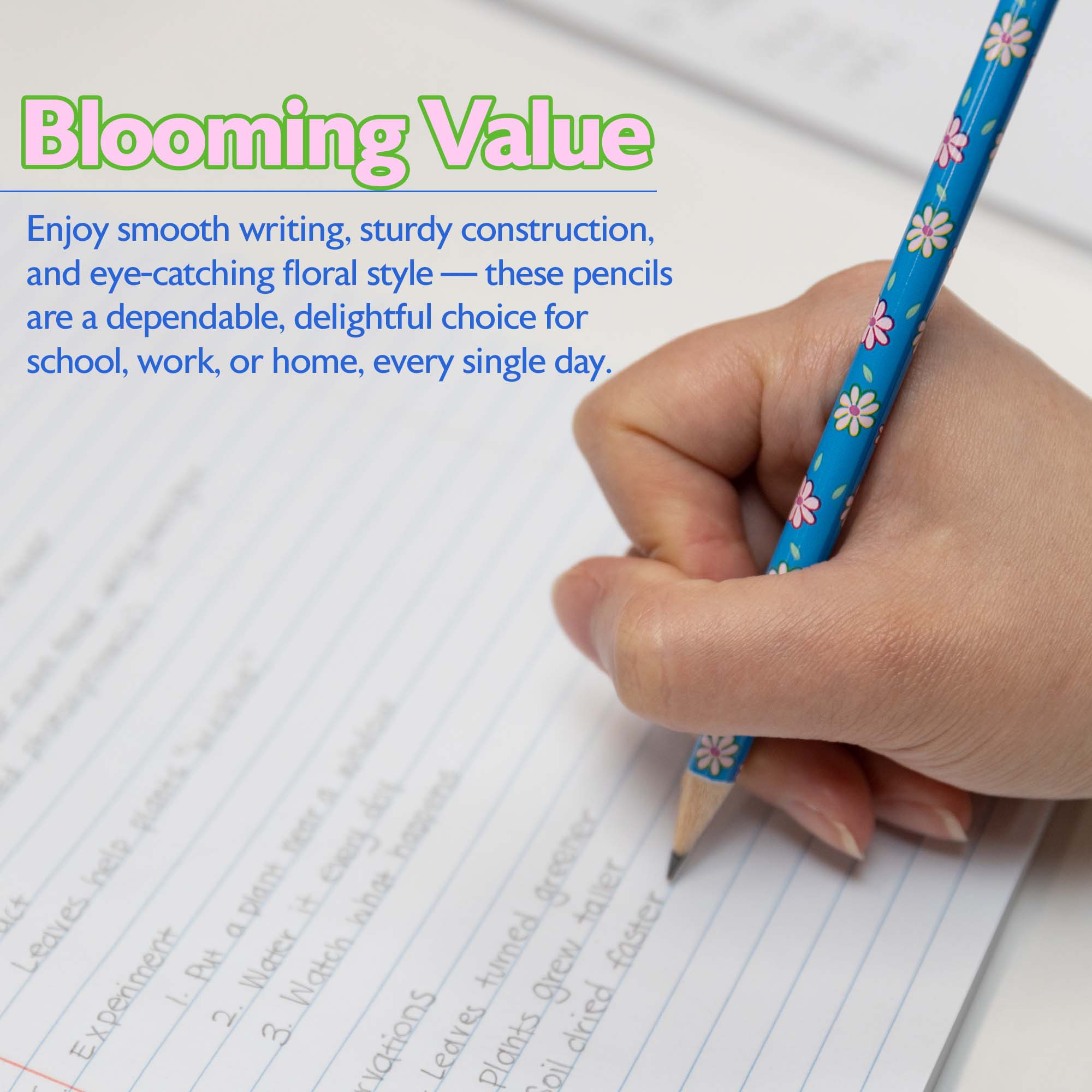 Floral Pencil w/ Eraser (8/pack)