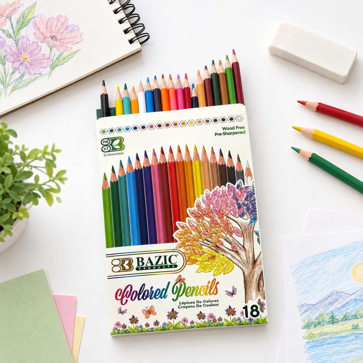 Next 18 Colors Colored Pencils, Smooth Color Lead