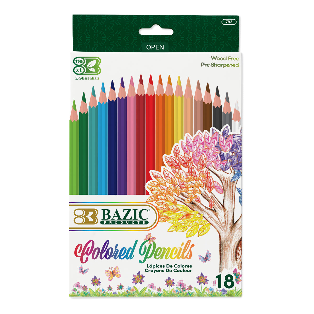 BAZIC Next 18 Colors Colored Pencils, Smooth Color Lead
