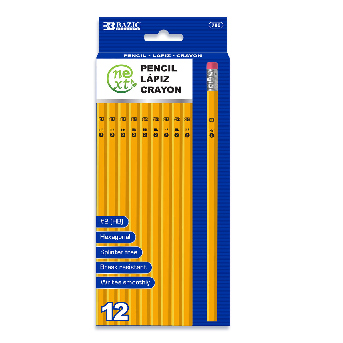 BAZIC Next #2 Yellow Pencil 12-pack
