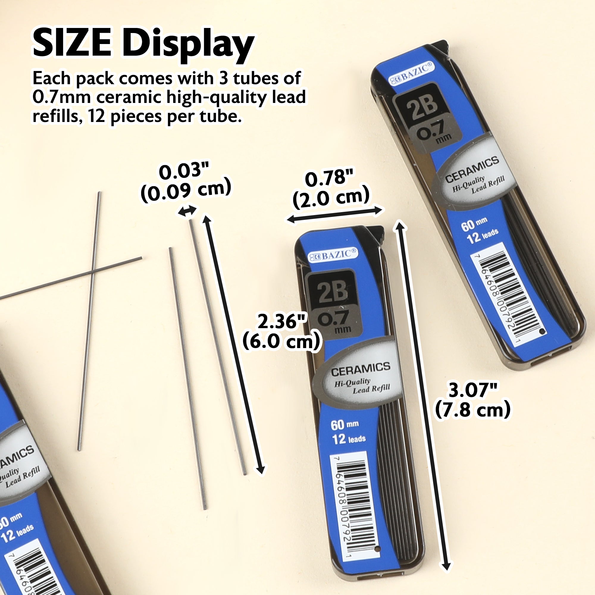 12 Ct. 0.7 mm Ceramics High-Quality Mechanical Pencil Lead (3/Pack)